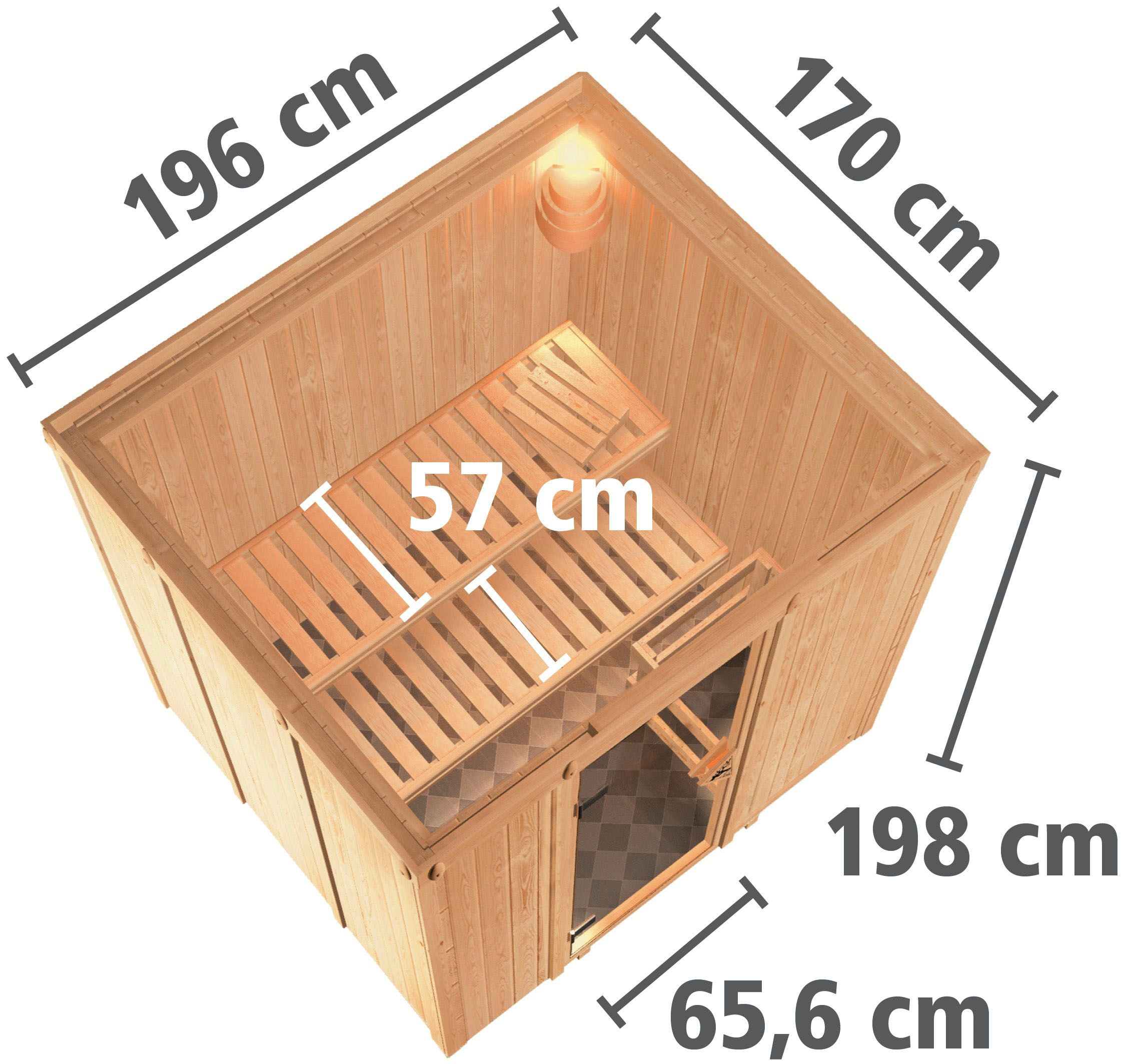 Karibu Sauna »Solida« Set,  Ofen 9 kW Bio externe Strg easy