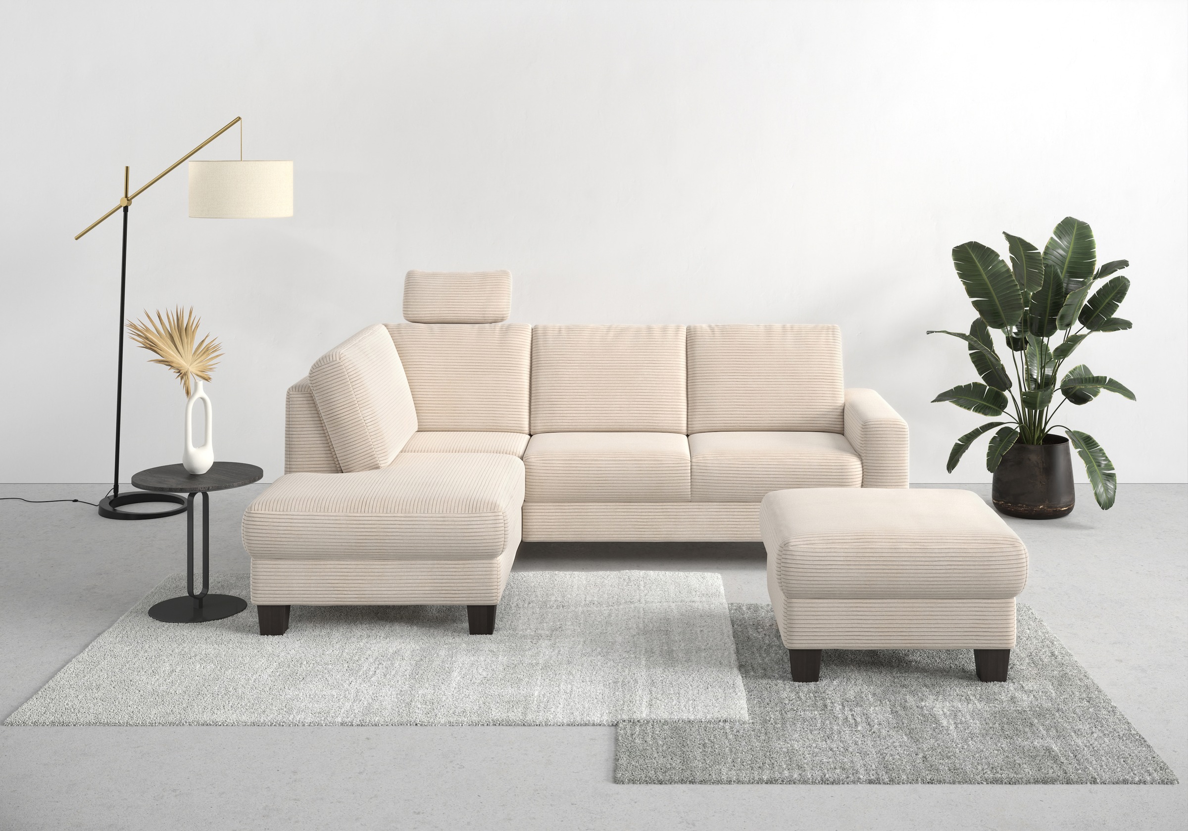 Home affaire Ecksofa »Summer L-Form«, mit Ottomane, mit oder ohne Bettfunktion und Bettkasten, Cord-Bezug
