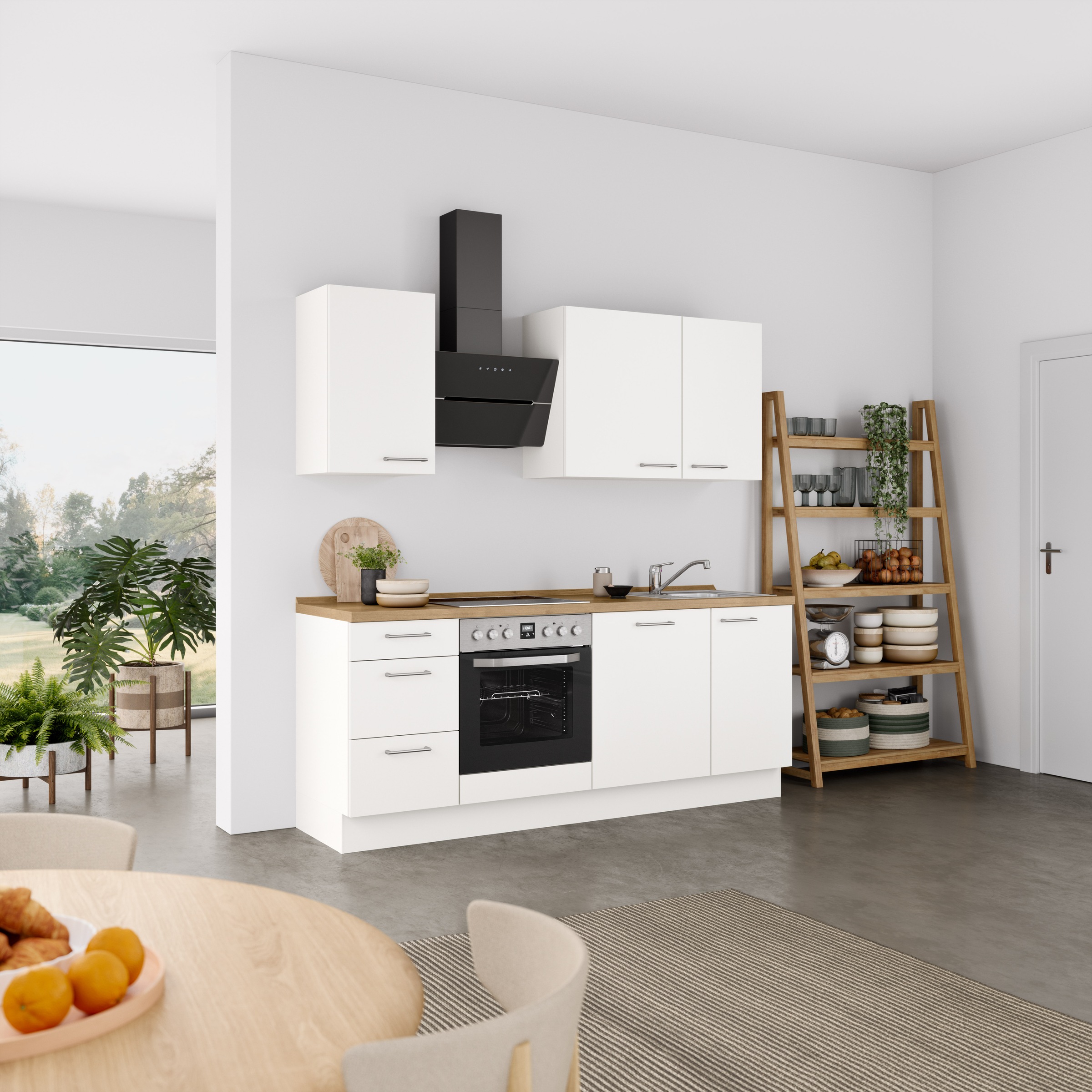 nobilia® Küchenzeile »"Laser II"«, vormontiert, Ausrichtung wählbar, Breite 210 cm, wahlw. mit E-Geräten