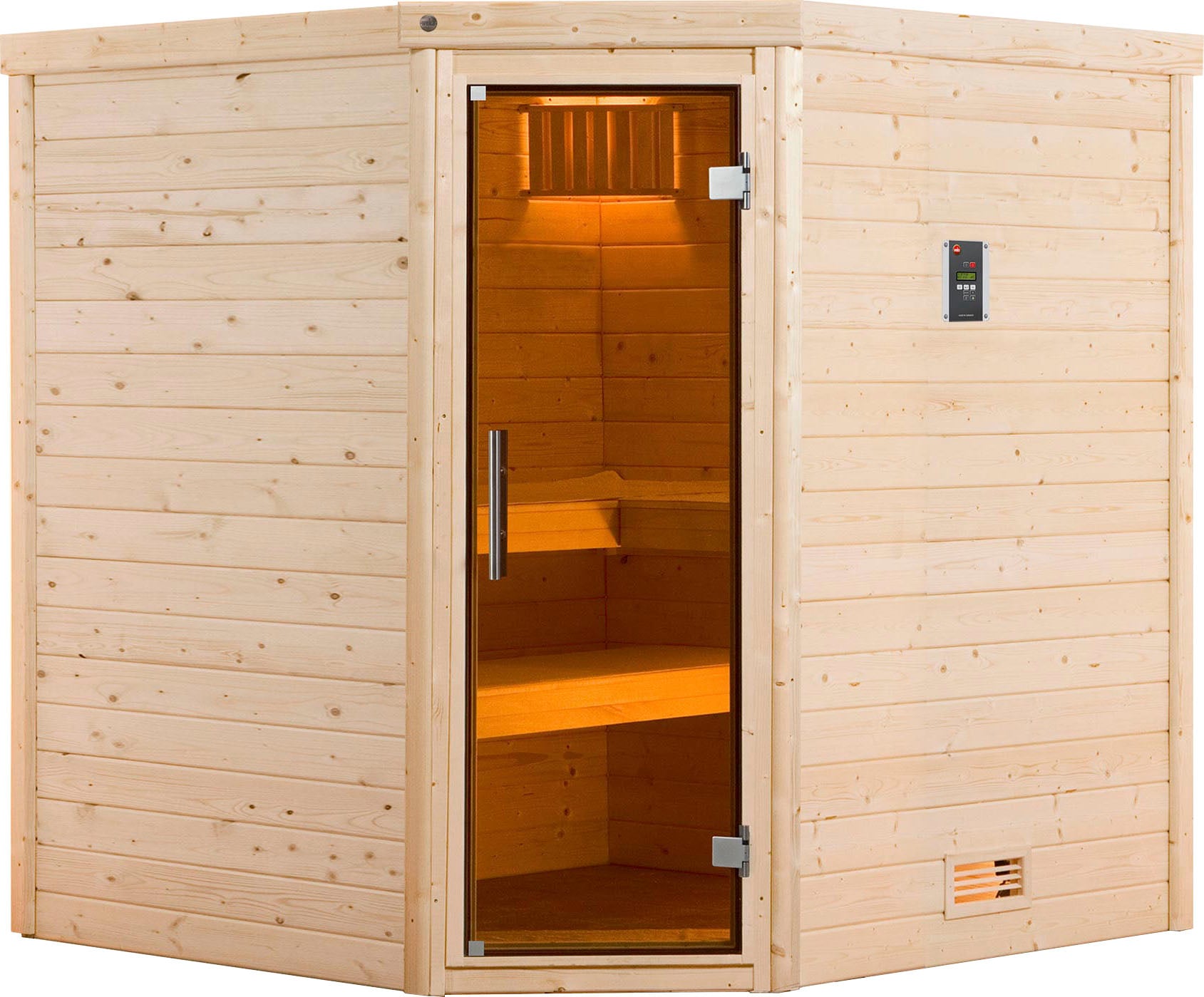 Sauna „Turku“, (Set), 7,5 kW-Ofen mit digitaler Steuerung natur