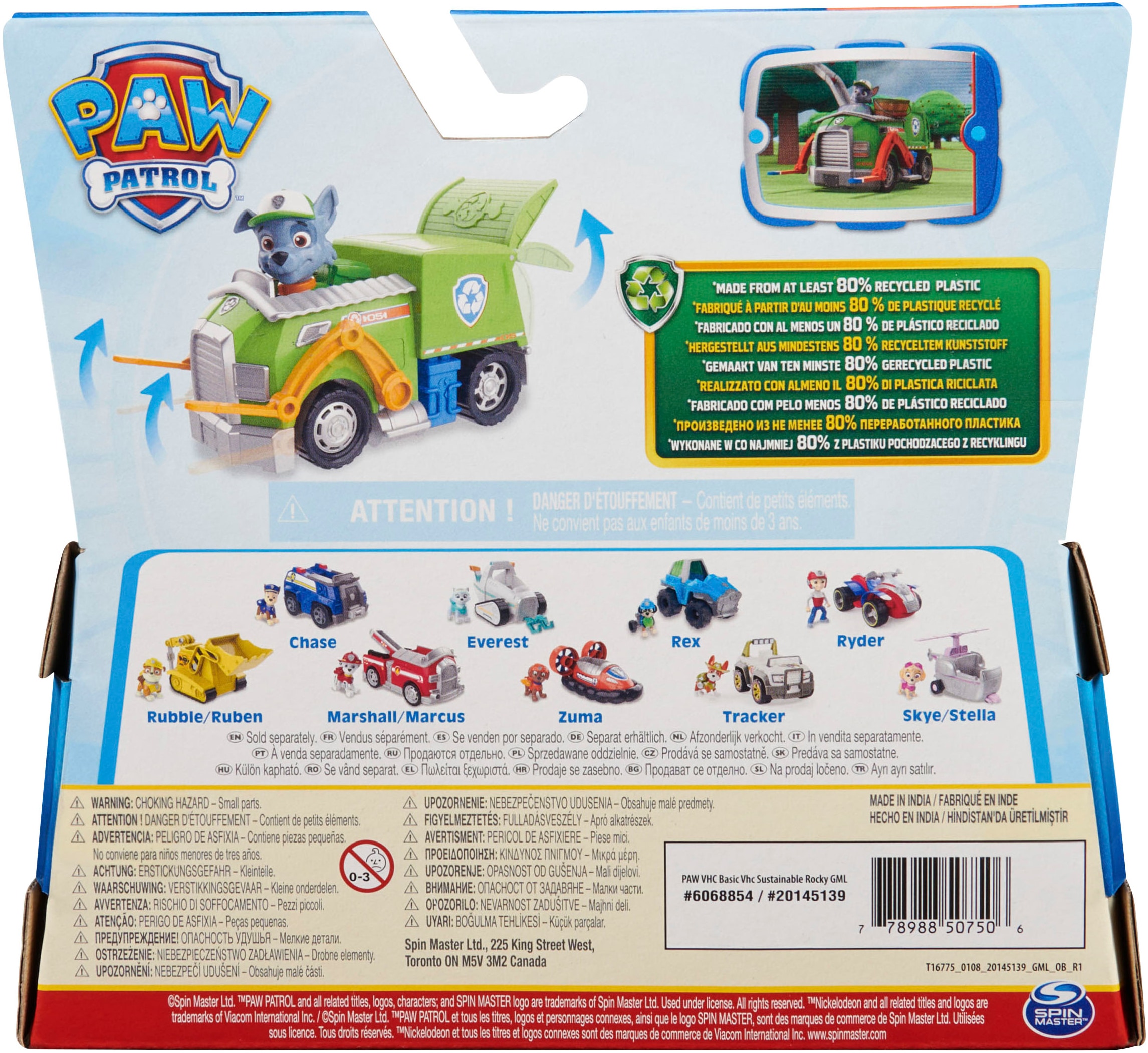 Spin Master Spielzeug-Auto »Paw Patrol - Sust. Basic Vehicle Rocky«, zum Teil aus recycelten Material