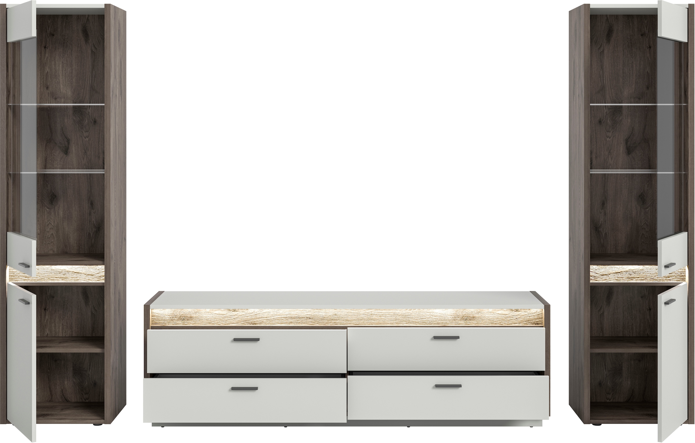 INOSIGN Wohnwand »Treviso, Breite 319 cm, bestehend aus: 2x Vitrine und 1x Lowboard«, (3 St.), Kombination, Wohnkombination, Mediawand, TV-Wand