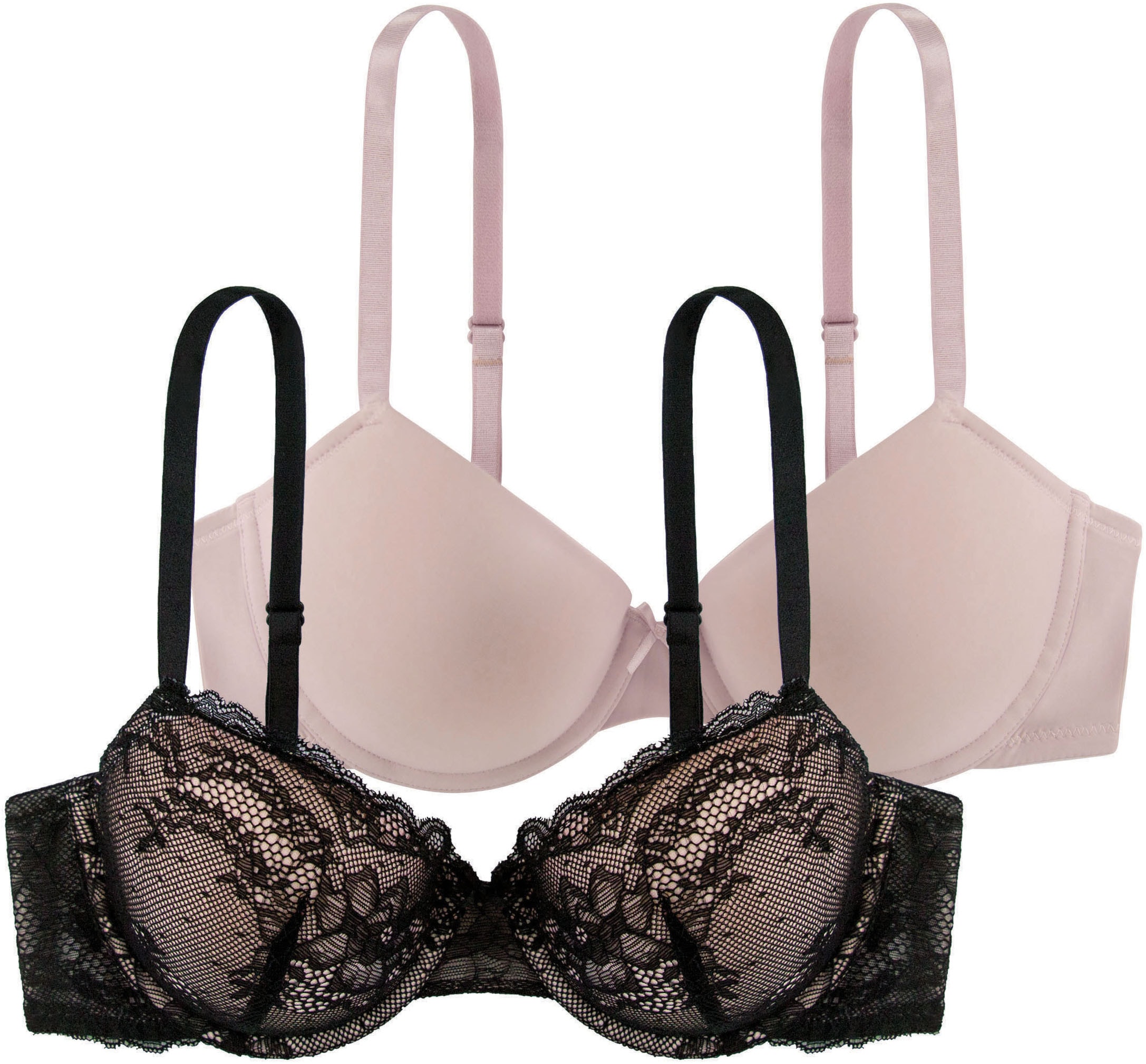 Dorina Bügel-BH »CHLOE«, Vorgeformte leicht gepolsterte Cups, florale Spitze, tiefer Ausschnitt