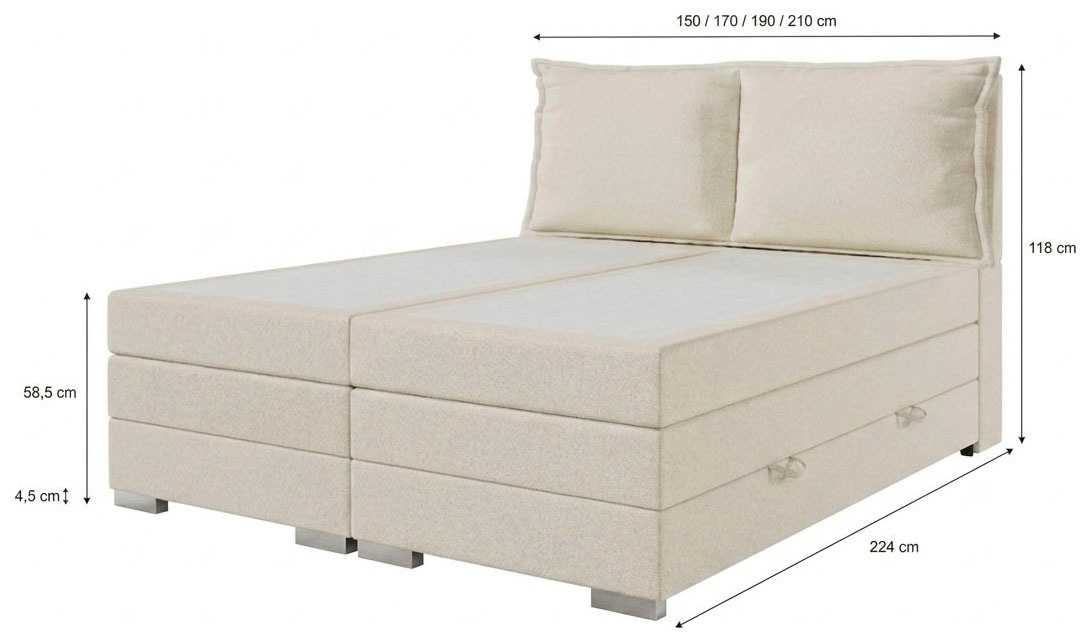 FORTE Boxspringbett »Pillows mit Bettkasten, erhältlich in den Breiten 140, 160 & 180cm« in verschiedenen Farben erhältlich