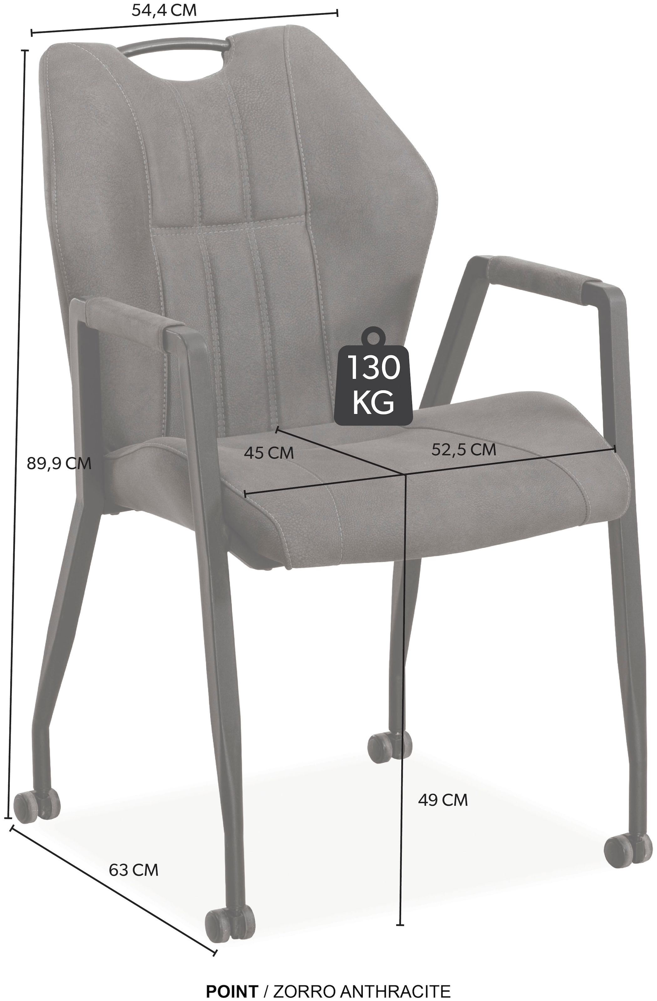 OMG Design Armlehnstuhl »Point«, (Set), 1 St., Stoff, Esszimmerstuhl mit Rollen, Bürostuhl