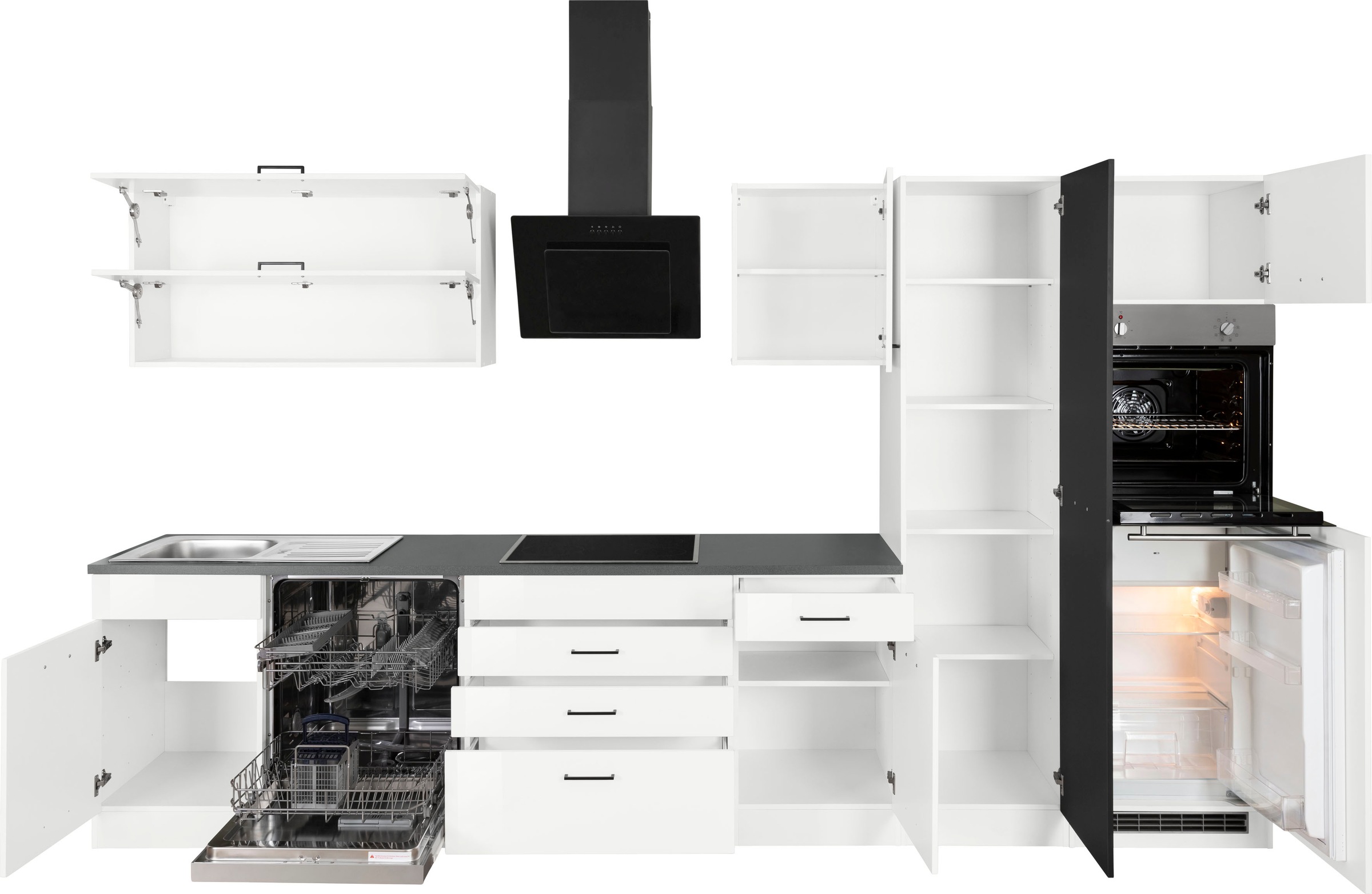 KOCHSTATION Küchenzeile »KS-Trier«, mit E-Geräten, Breite 350 cm