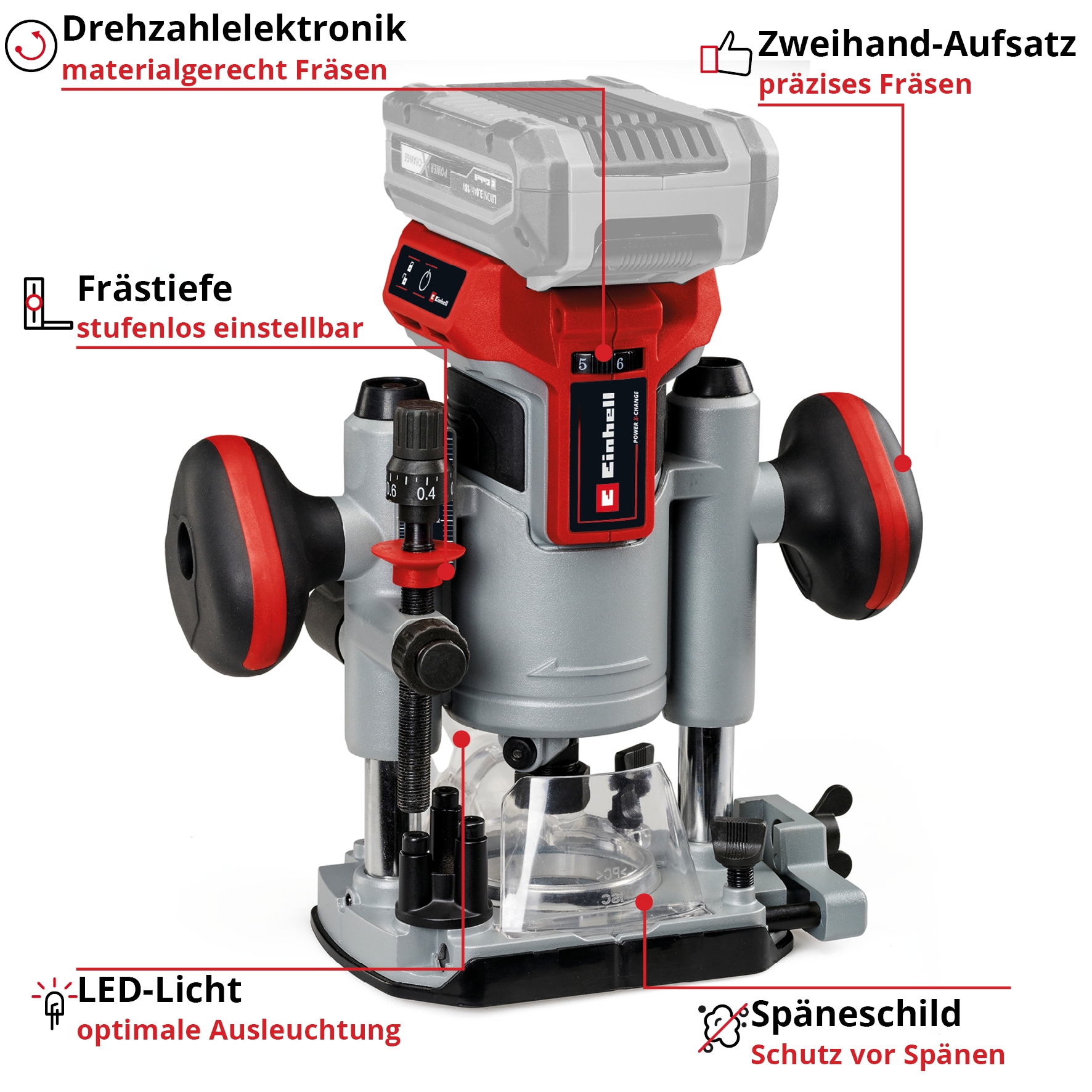 Einhell Akku-Fräse »TP-RO 18 Set Li BL - Solo«, ohne Akku und Ladegerät