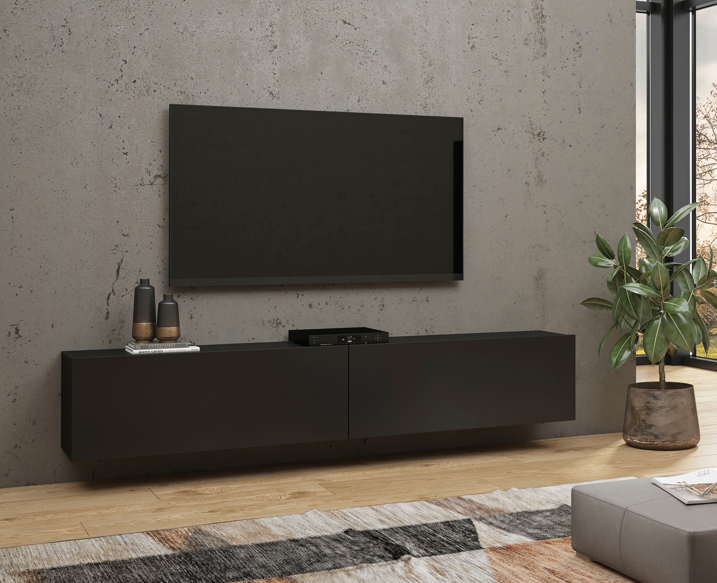 INOSIGN Wohnwand »Ava, Wohnzimmer-Set hängend/stehend montierbar, Vitrine, Lowboard«, 2-tlg.