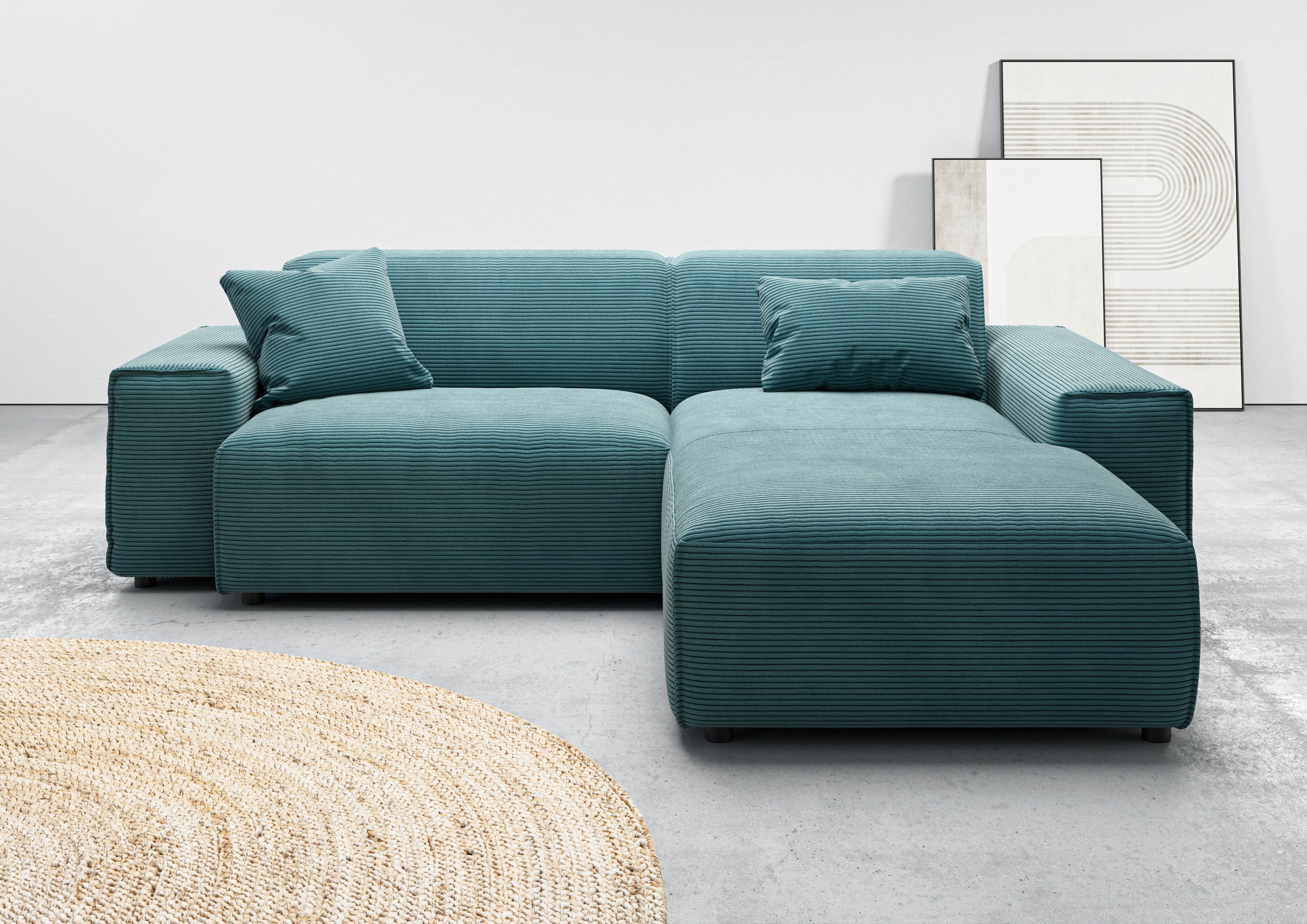 andas Ecksofa »Glimminge L-Form auch in Breitcord, Feincord + Easy care-Bezug,«, Breite 234, Zierkissen