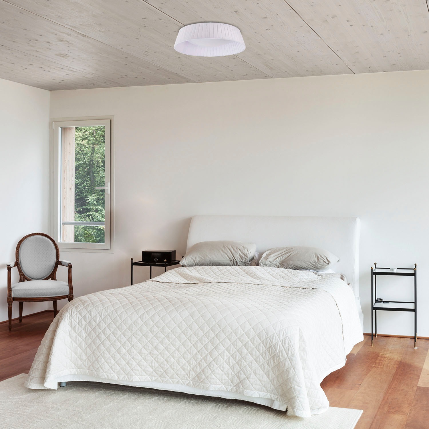 Paco Home Deckenleuchte »TARTE« E27 Rund Büroleuchte 2 x E27 Textilschirm Modern Geschlossen Unifarben