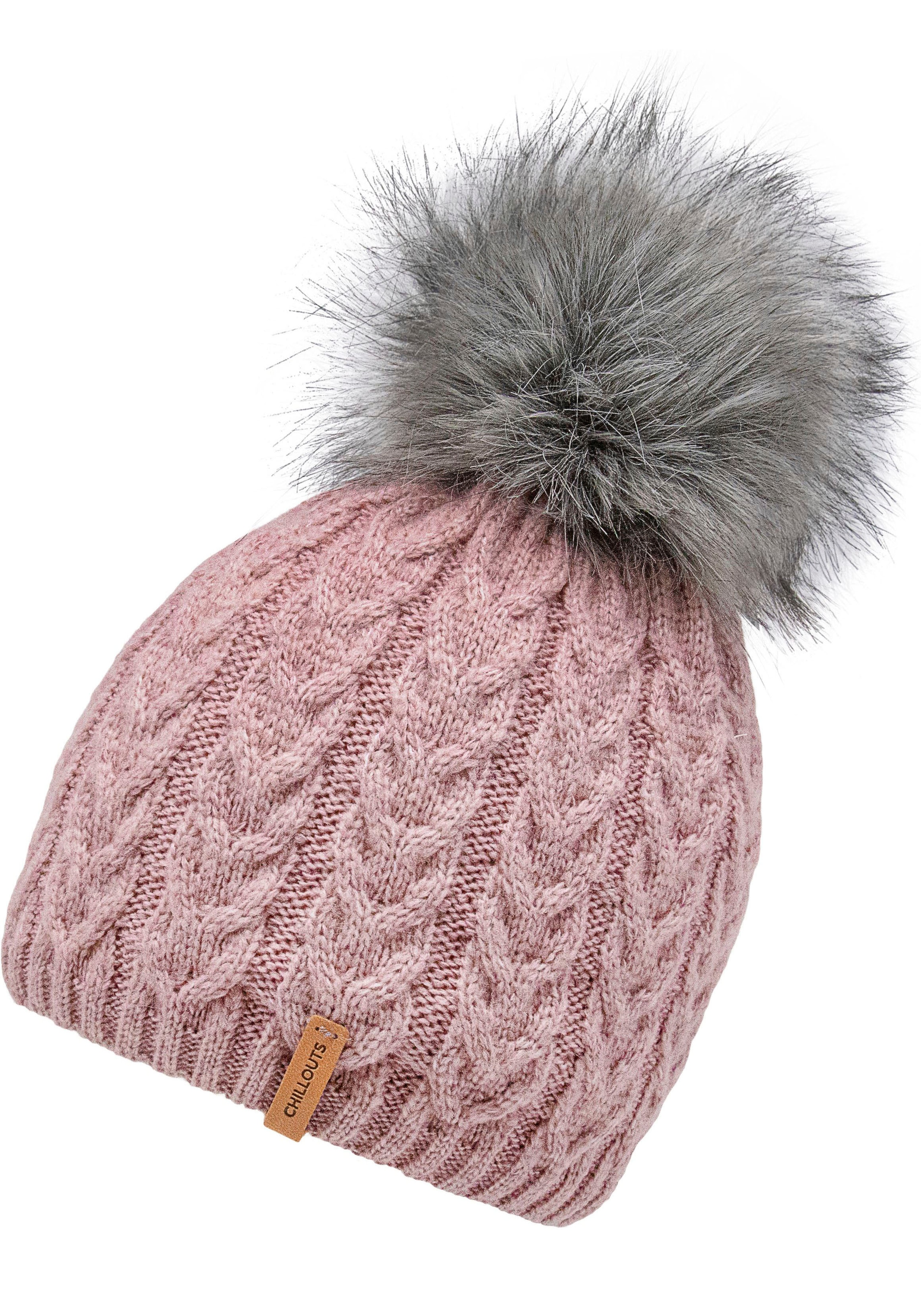 chillouts Bommelmütze »Tabea Hat«, mit abnehmbarem Kunstfell-Bommel