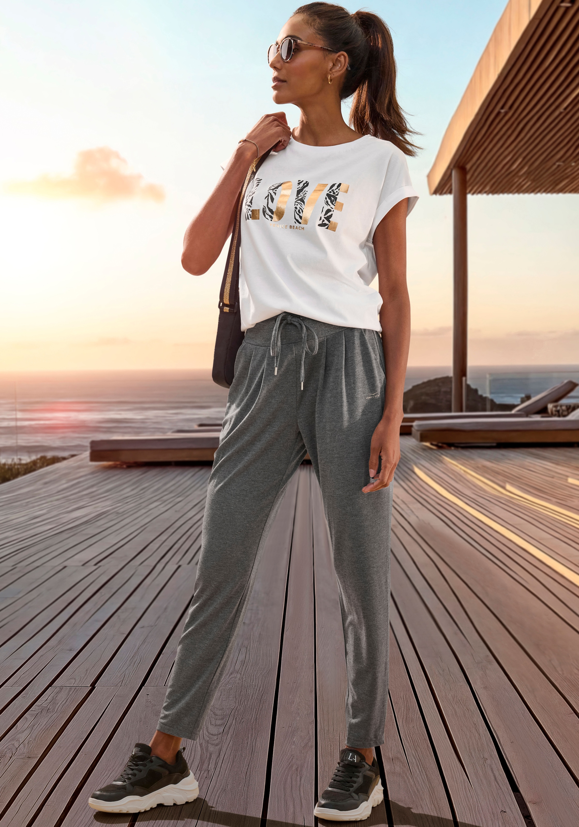 Venice Beach Schlupfhose, mit breitem Bund, lockere Haremshose, Loungewear
