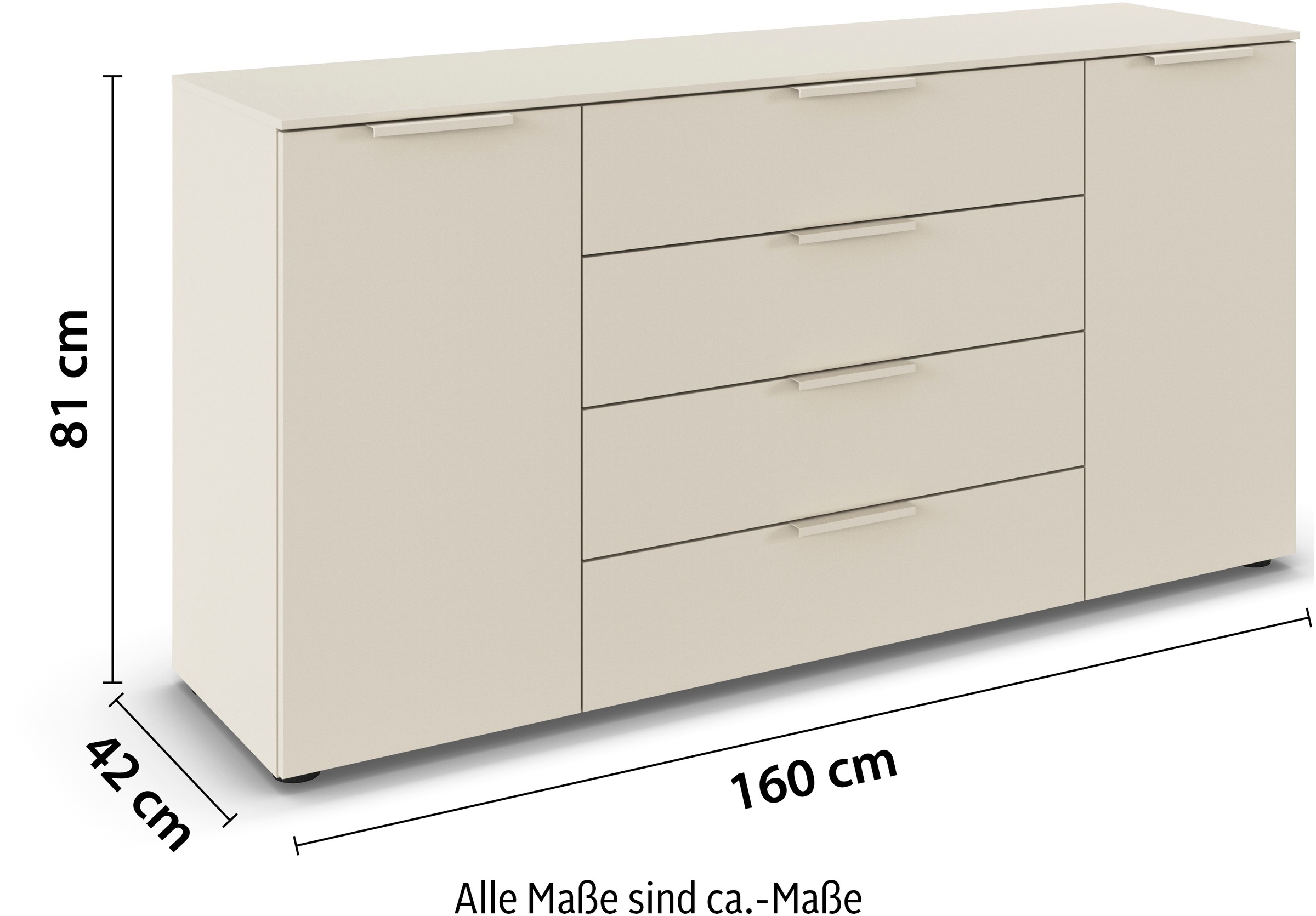 LeGer Home by Lena Gercke Kommode »Serina«, mit 4 Schubkästen und 2 Türen sowie Metallgriffen MADE IN GERMANY