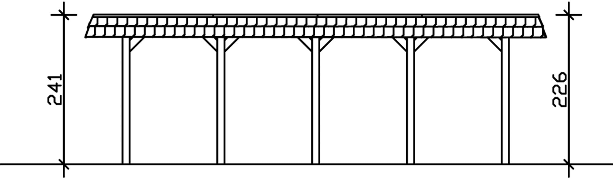 Skanholz Einzelcarport »Spreewald«, Nadelholz, 285 cm, Nussbaum, mit EPDM-Dach, rote Blende