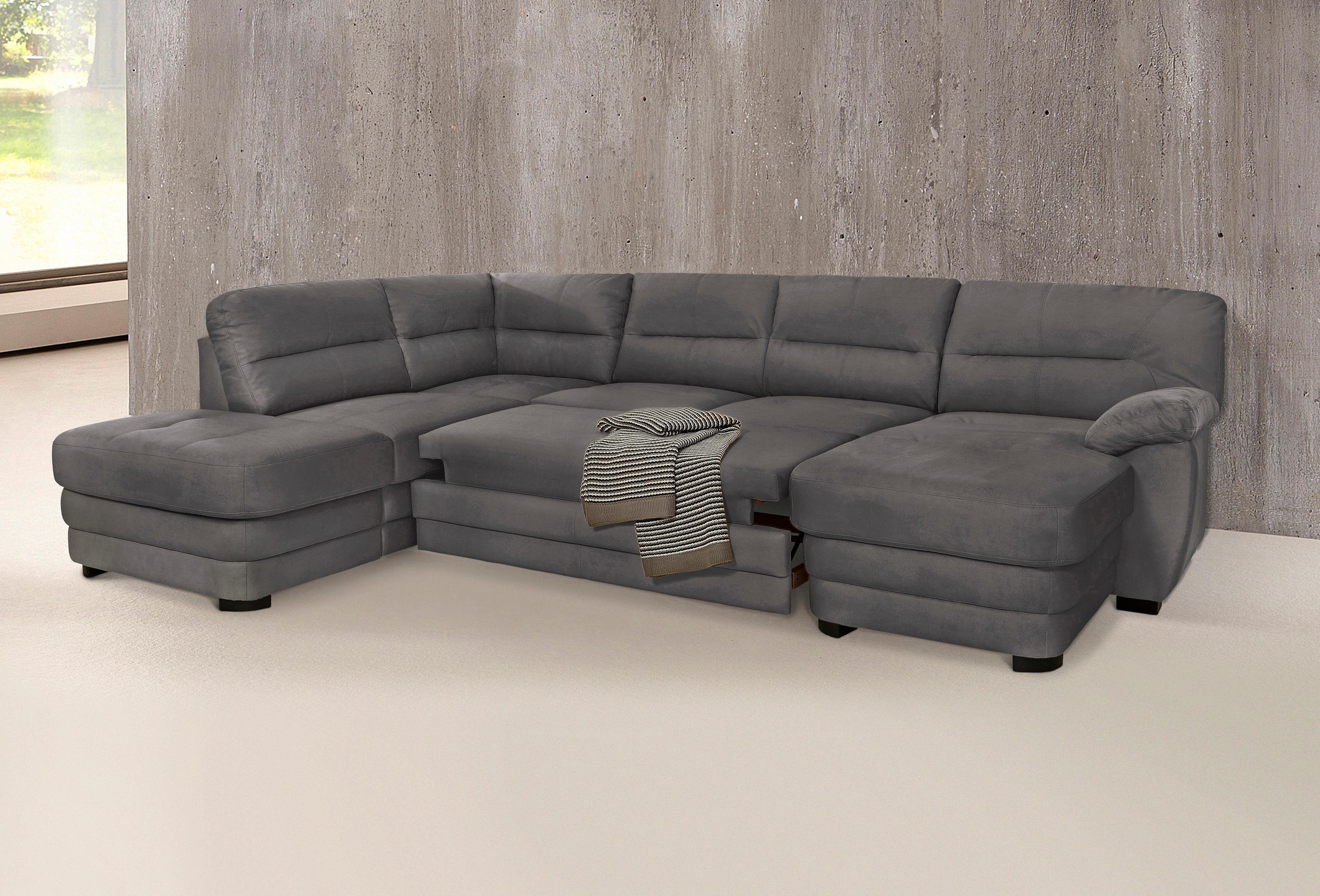 COTTA Polstergarnitur »Royale U-Form«, (Set), Set bestehend aus: Wohnlandschaft & Hocker
