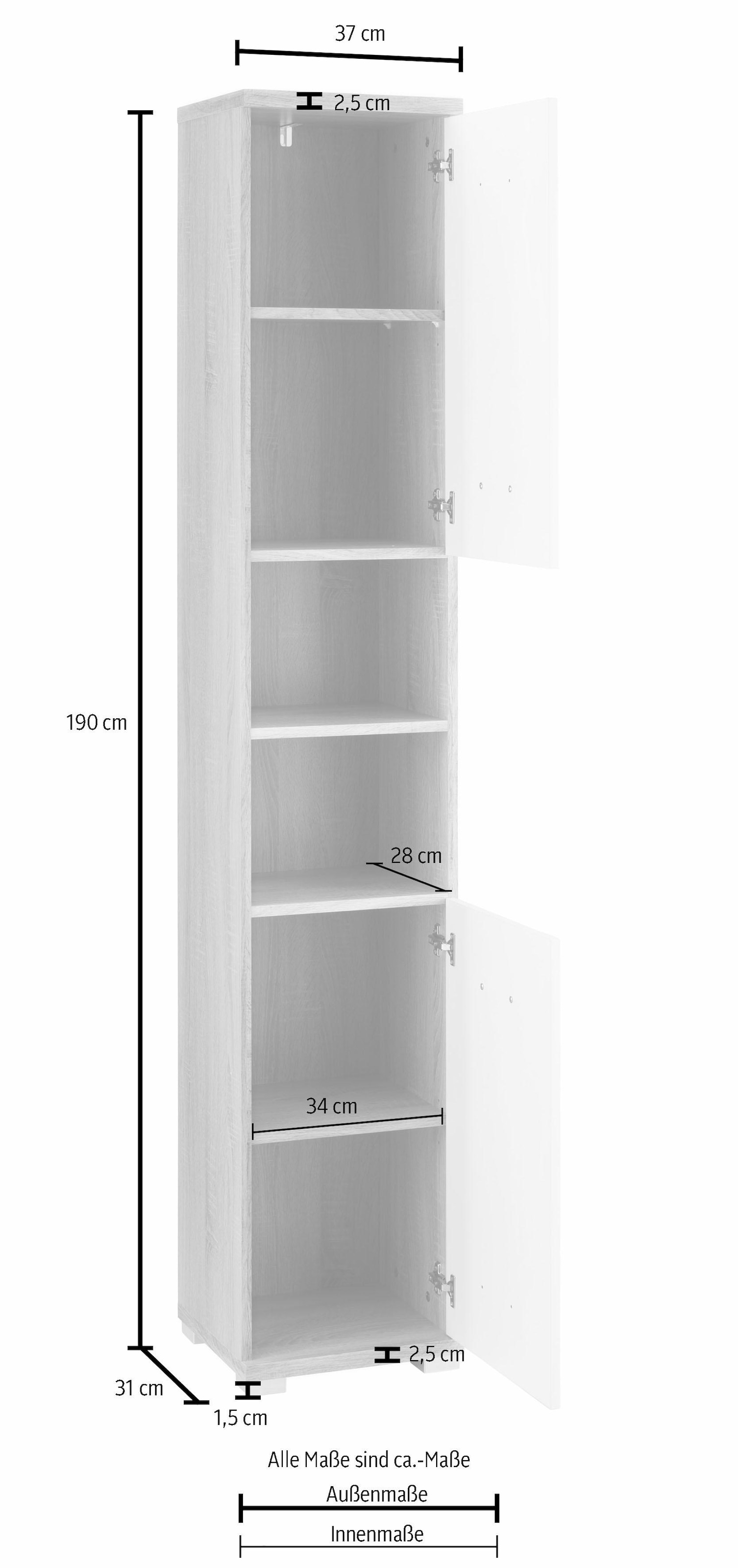 Fächer Breite 35 »Nusa«, %Sale im jetzt Türanschlag cm, welchselbarer und Hochschrank Homexperts Badezimmerschrank,