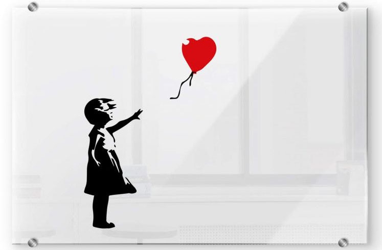 Küchenrückwand »Banksy Kunst Roter Luftballon«, (1 tlg.), Herd Waschbecken Wandschutz