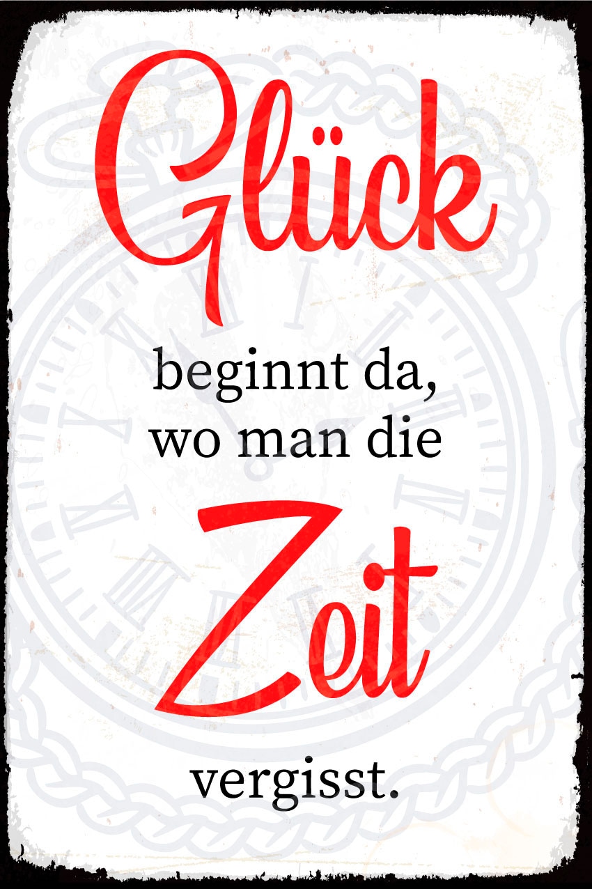 queence Metallbild »Zeit«, Schriftzüge-Schriftzug-Sprüche-Sprüche & Texte, (1 St.), Stahlschild, Blechschild, Sprüche, Texte