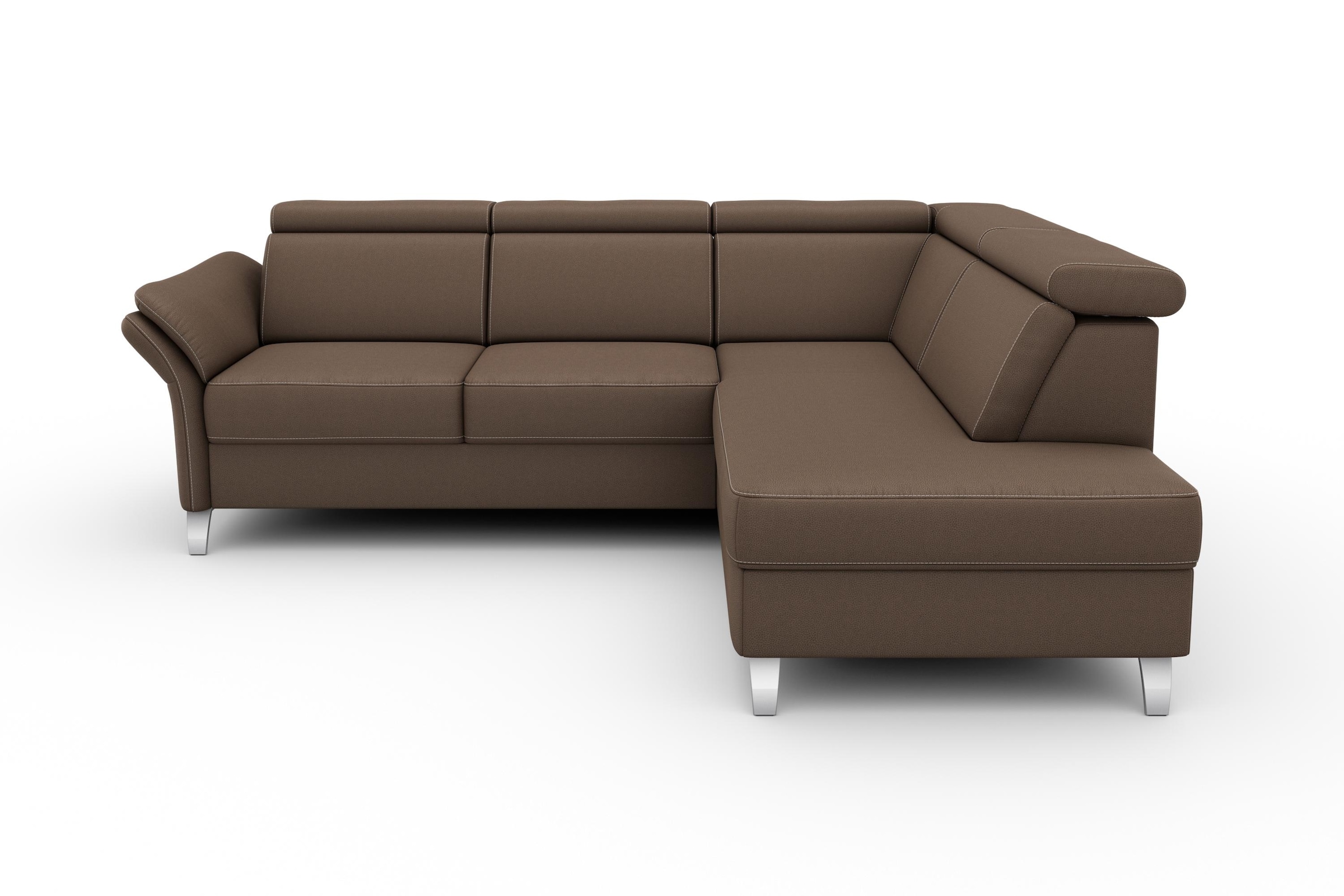 sit&more Ecksofa »Vincenzo L-Form«, inklusive Kopfteilverstellung, wahlweise mit Bettfunktion, Bettkasten