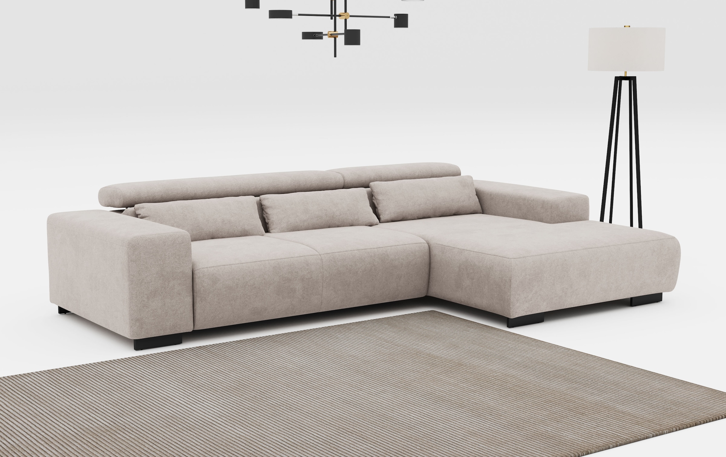 COTTA Ecksofa "Side L-Form, mit Kopfteilverstellung & 3 Nierenkissen" optio günstig online kaufen