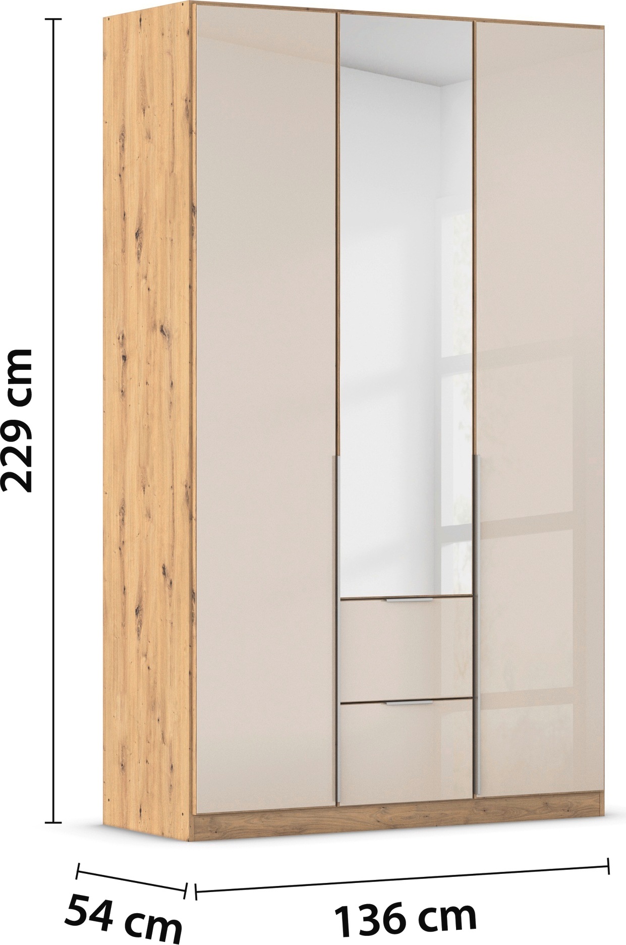 rauch Drehtürenschrank »Kleiderschrank Kleiderschränke Schrank Garderobe AGORDO mit Glasfront«, mit Außenschubkästen, in 6 Breiten und 2 Höhen MADE IN GERMANY