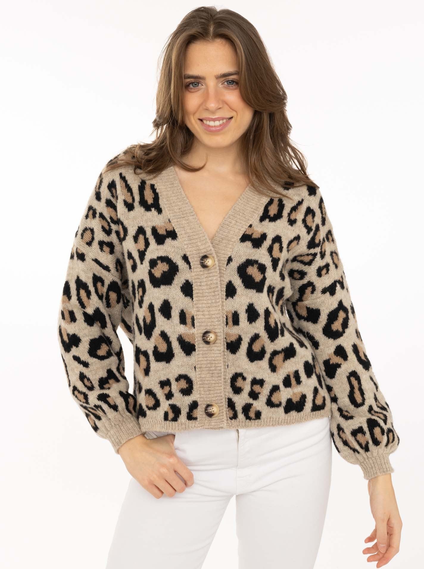 Zwillingsherz Strickjacke »"Big Leo"« One Size, Animal-Muster, Langarm, Knöpfe, tiefer V-Ausschnitt