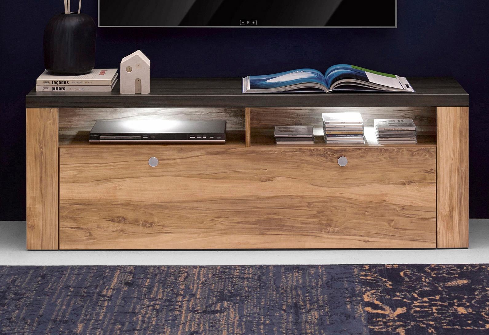Home affaire Lowboard »Larona, zeitloses TV Board mit 1 Klappe und 2 offenen Fächern«, Breite 140 cm, Fernsehbank, viel Stauraum, dekorative Rahmenoptik