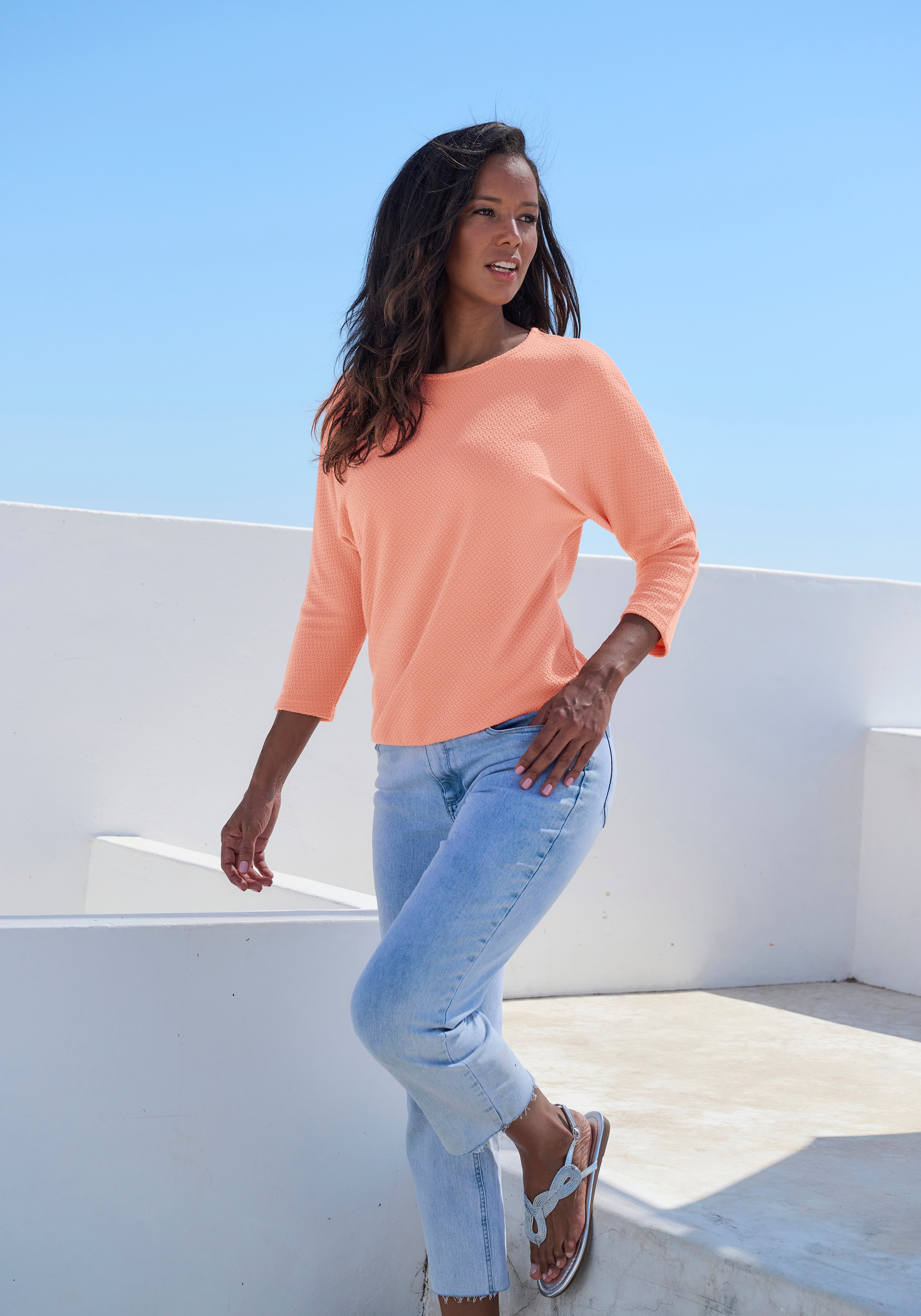 Vivance Langarmshirt »aus bügelfreier Strukturqualität«, mit Viskose