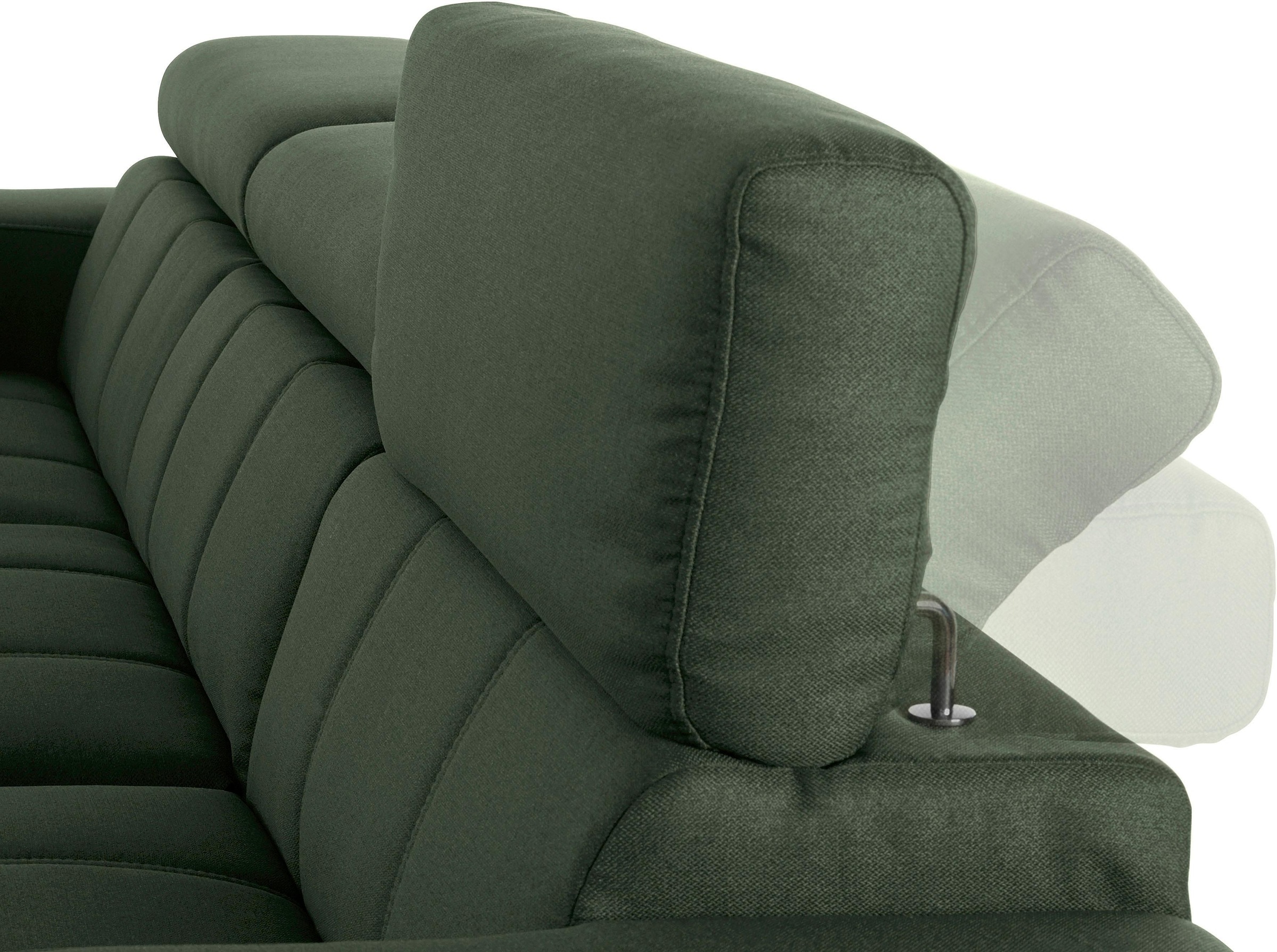 DOMO collection Ecksofa »Trento L-Form, mit Kufenfuß oder Einzelfuß«, wahlweise mit Kopfteilverstellung, Recamiere links/rechts bestellbar