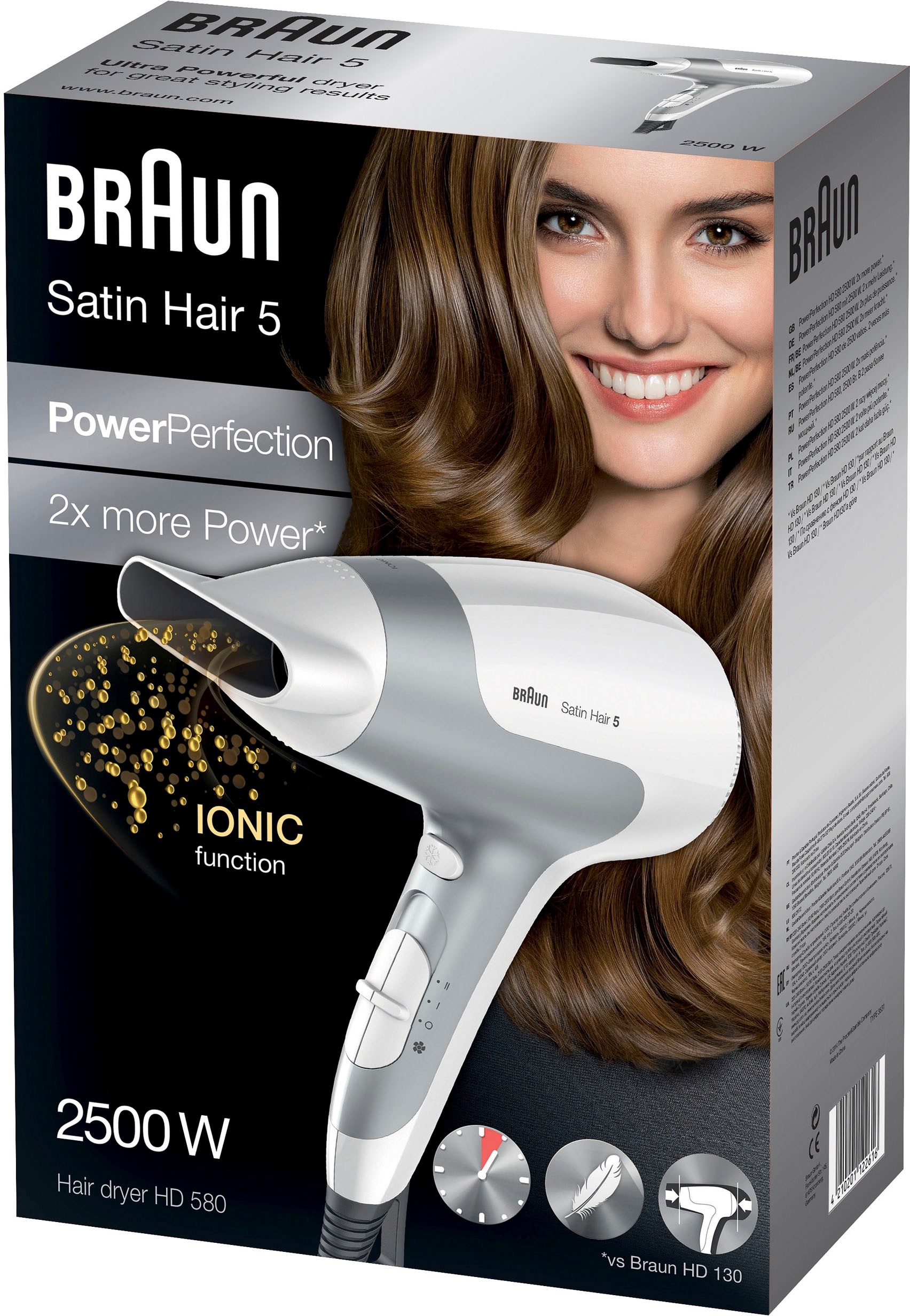5 Leistungsstarke 2500W W, online »Braun Power Perfection«, Braun Satin Hair 2500 Ionic-Haartrockner kaufen