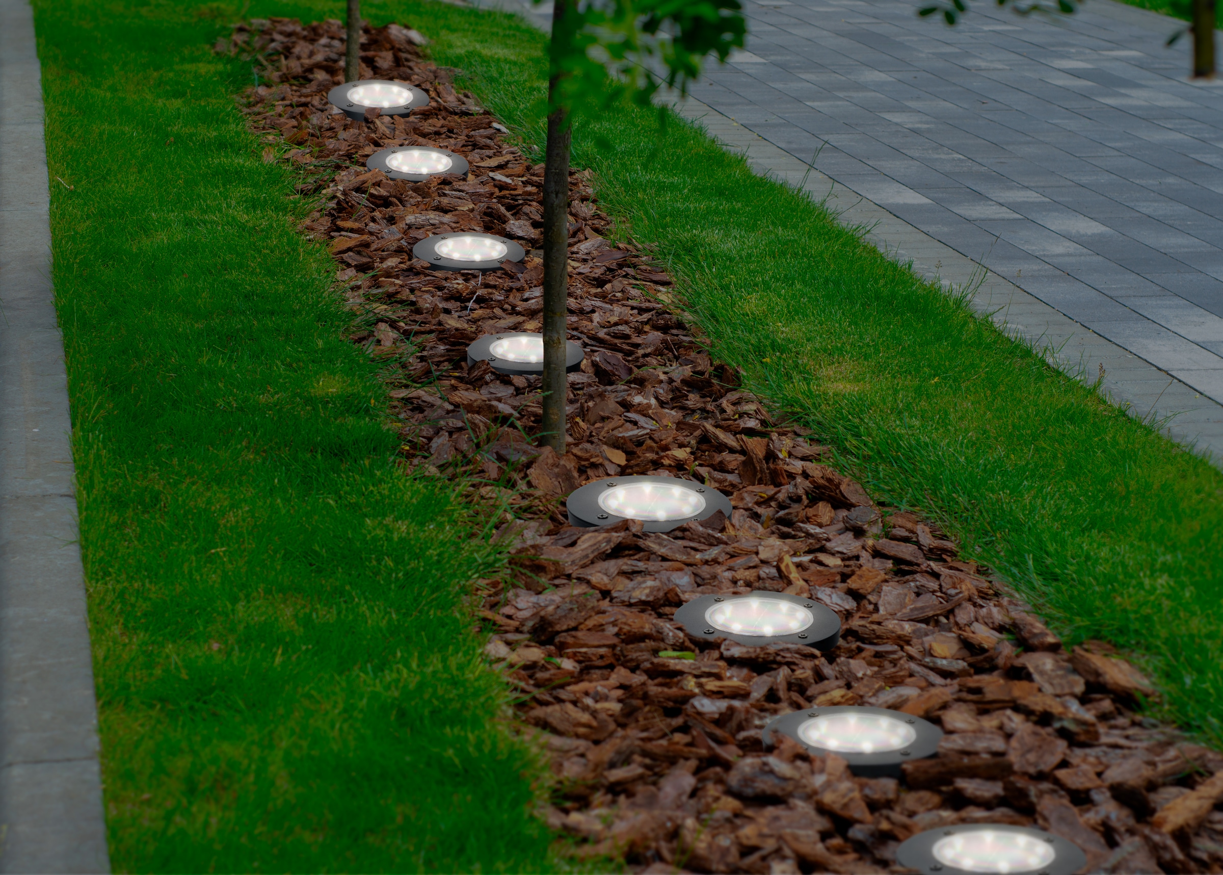 näve LED Solarleuchte »Kian - Solar-Erdspieß Wegeleuchte Gartenlampe« LED-Modul 8 Stk. Warmweiß Solar-Boden-Erdspieß, Set, Solar-Lampe, Bodenleuchte, Gartenstrahler