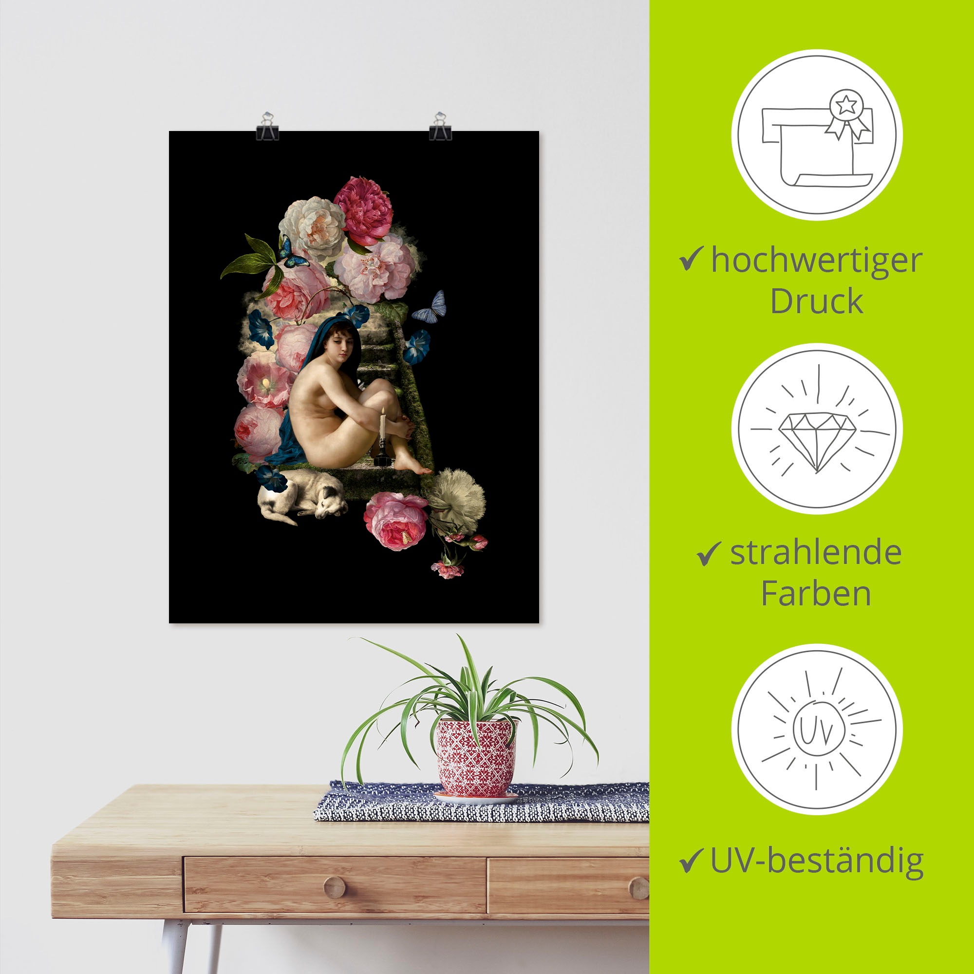 Artland Poster »Nackte Venus mit Hund«, Gottes Bilder, (1 St.), als Alubild, Leinwandbild, Wandaufkleber oder Poster in versch. Größen
