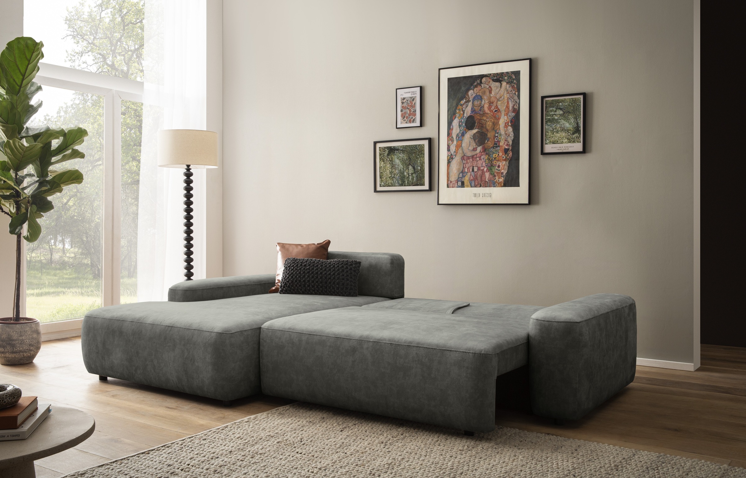 INOSIGN Ecksofa »TORGE (264cm), Schlafsofa in Cord, Samtvelours o Struktur fein, L-Form«, Schlaffunktion, Bettkasten, Liegefläche: 125/210 cm