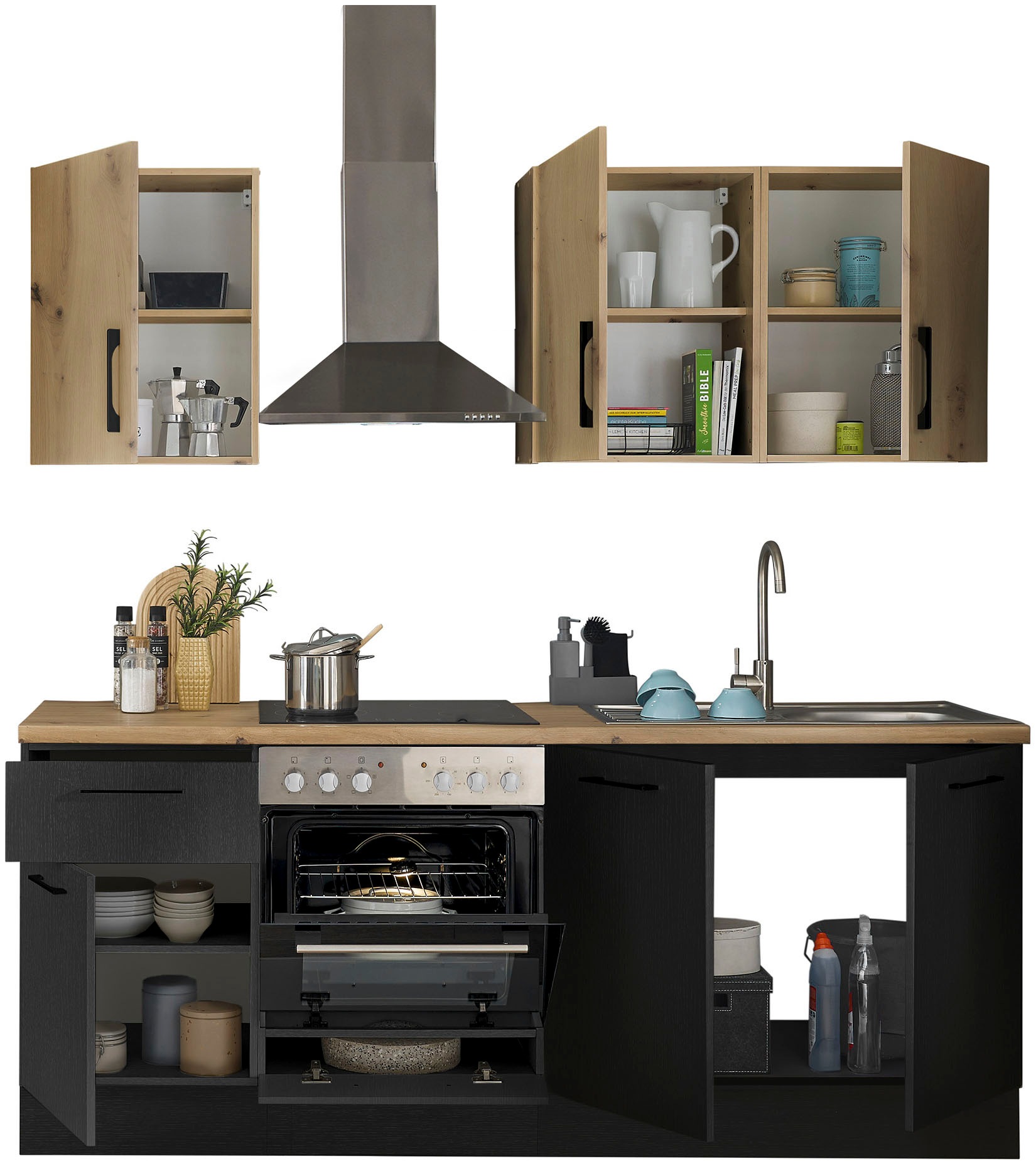 BASIC by Balculina Küchenzeile »Turin«, Breite 210 cm, wahlweise mit E-Geräten