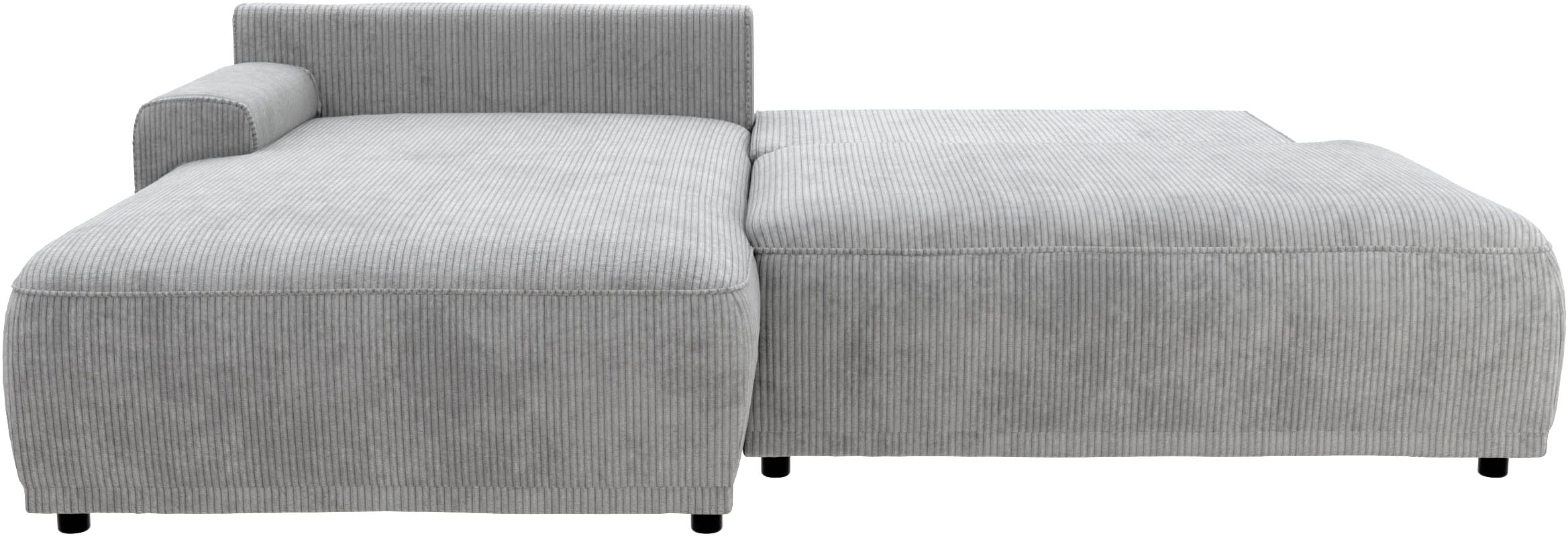 TRENDMANUFAKTUR Ecksofa »Fordon II, Schlafsofa mit Bettkasten, Couch in L-Form, Breite 250 cm«, in Cordstoff HYPER, betongrau, Armlehne links