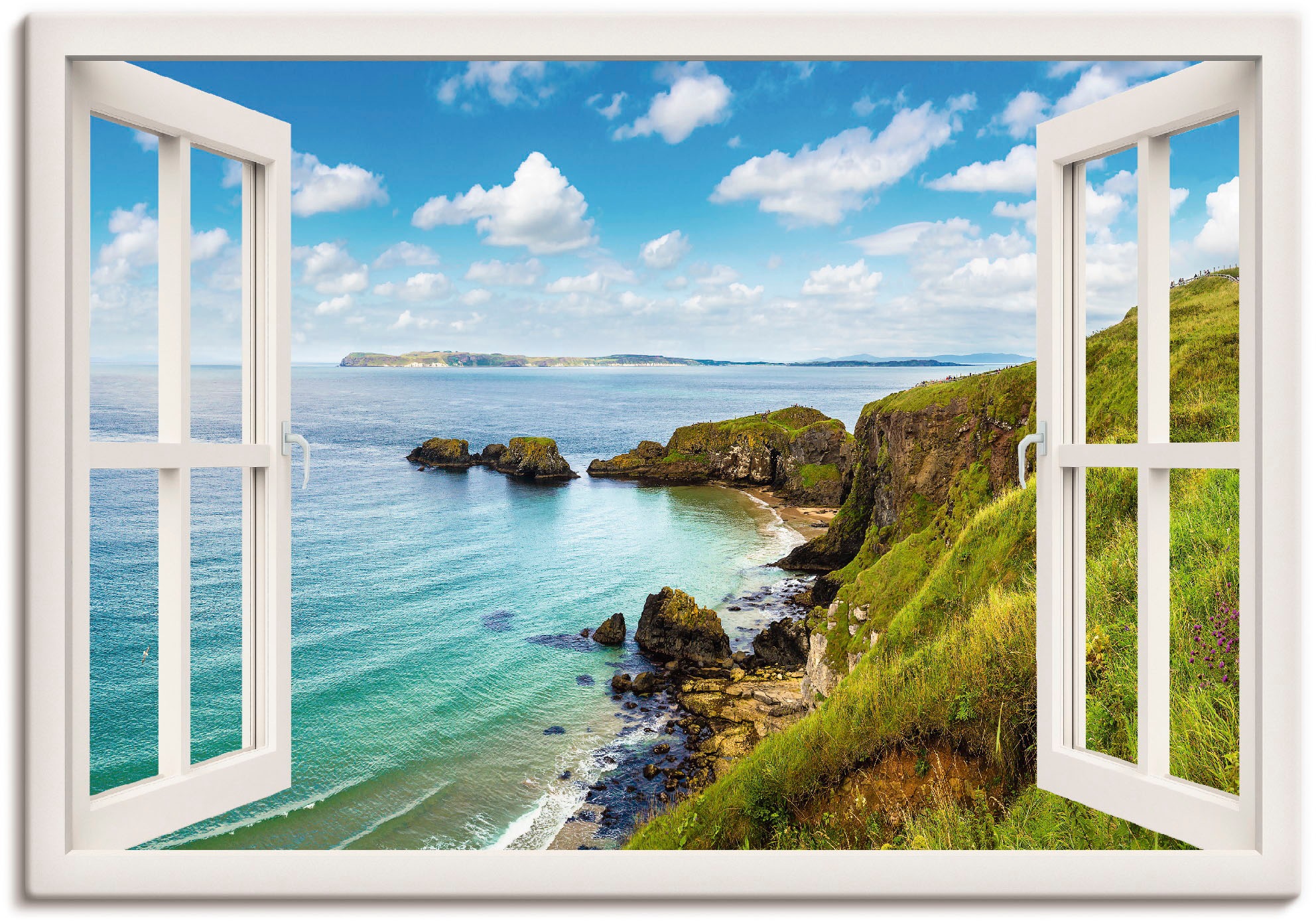 Artland Wandbild »Küstenweg in Nordirland durchs Fenster« Meer Bilder 1 Stk günstig online kaufen