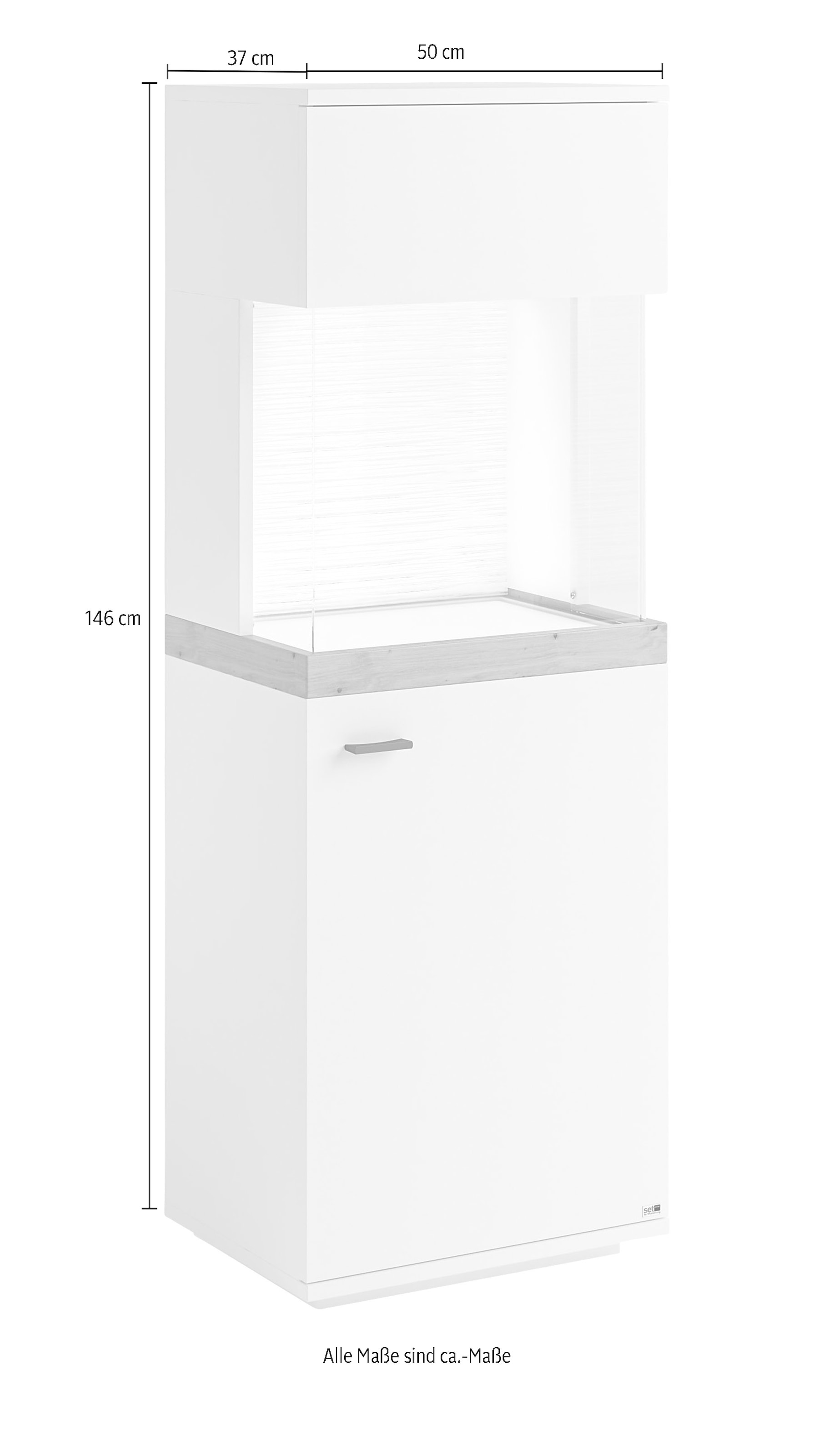 set one by Musterring Glasvitrine »Lancaster«, Farben weiß oder grau mit Eicheabsetzung, mit LED-Beleuchtung