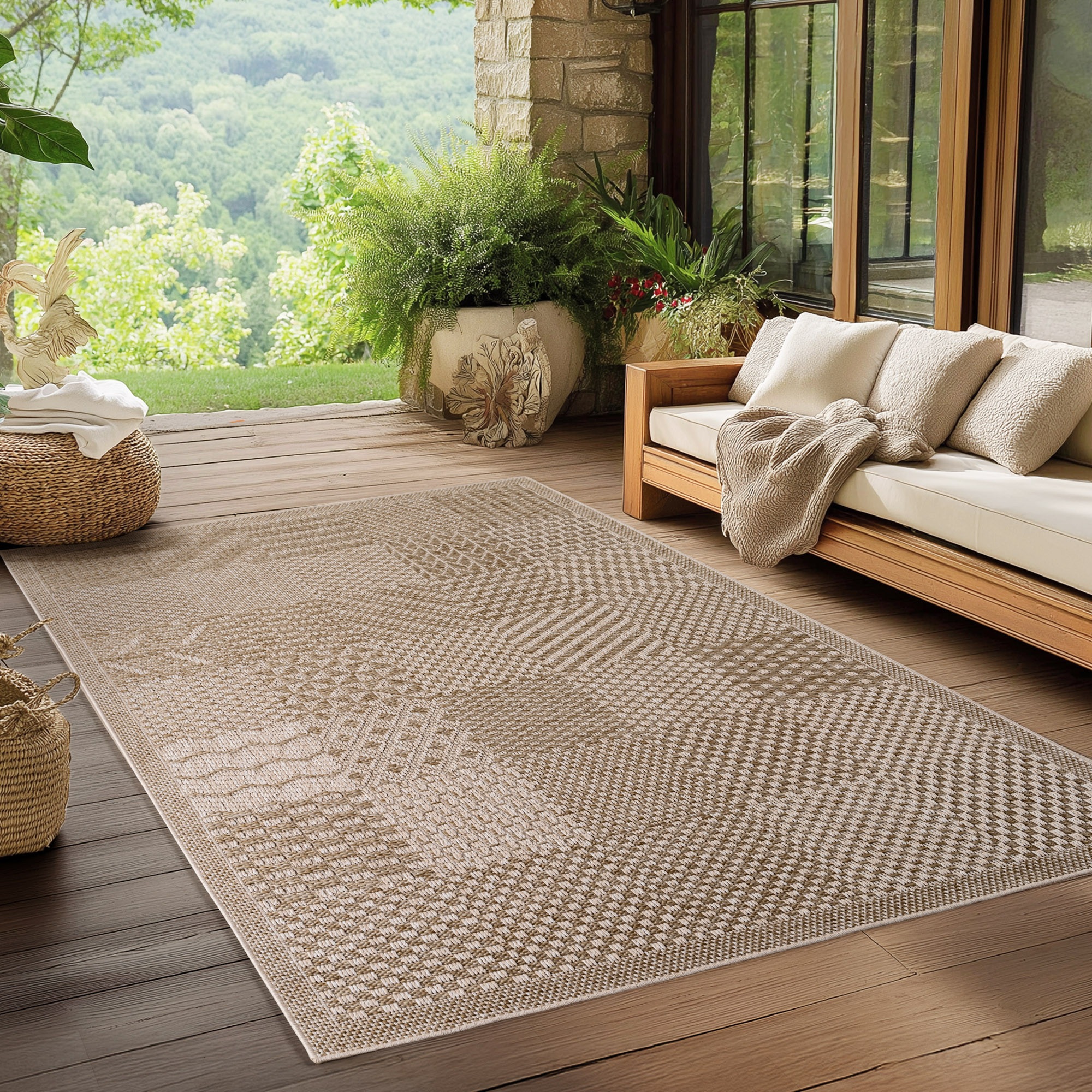 Ayyildiz Teppiche Outdoorteppich »IBIZA 1902«, rechteckig, 5 mm Höhe, In und Outdoor, Sisaloptik, Wohnzimmer, Aussenbereich