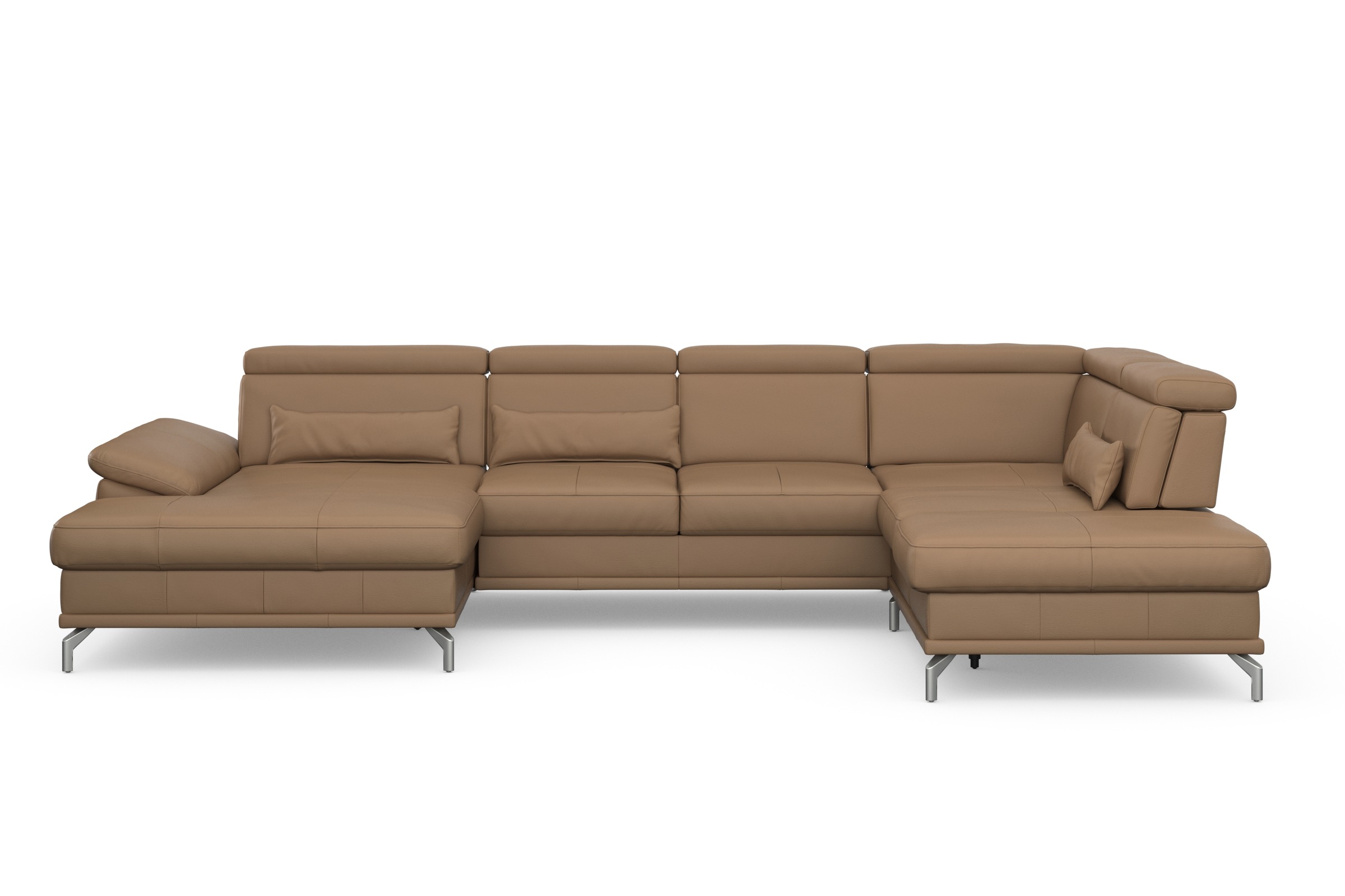 sit&more Wohnlandschaft »Cabrio U-Form, mit Sitztiefenverstellung, Arm- und Kopfteilverstellung«, 3 Nierenkissen, Federkern, optional Bettfunktion und Stauraum