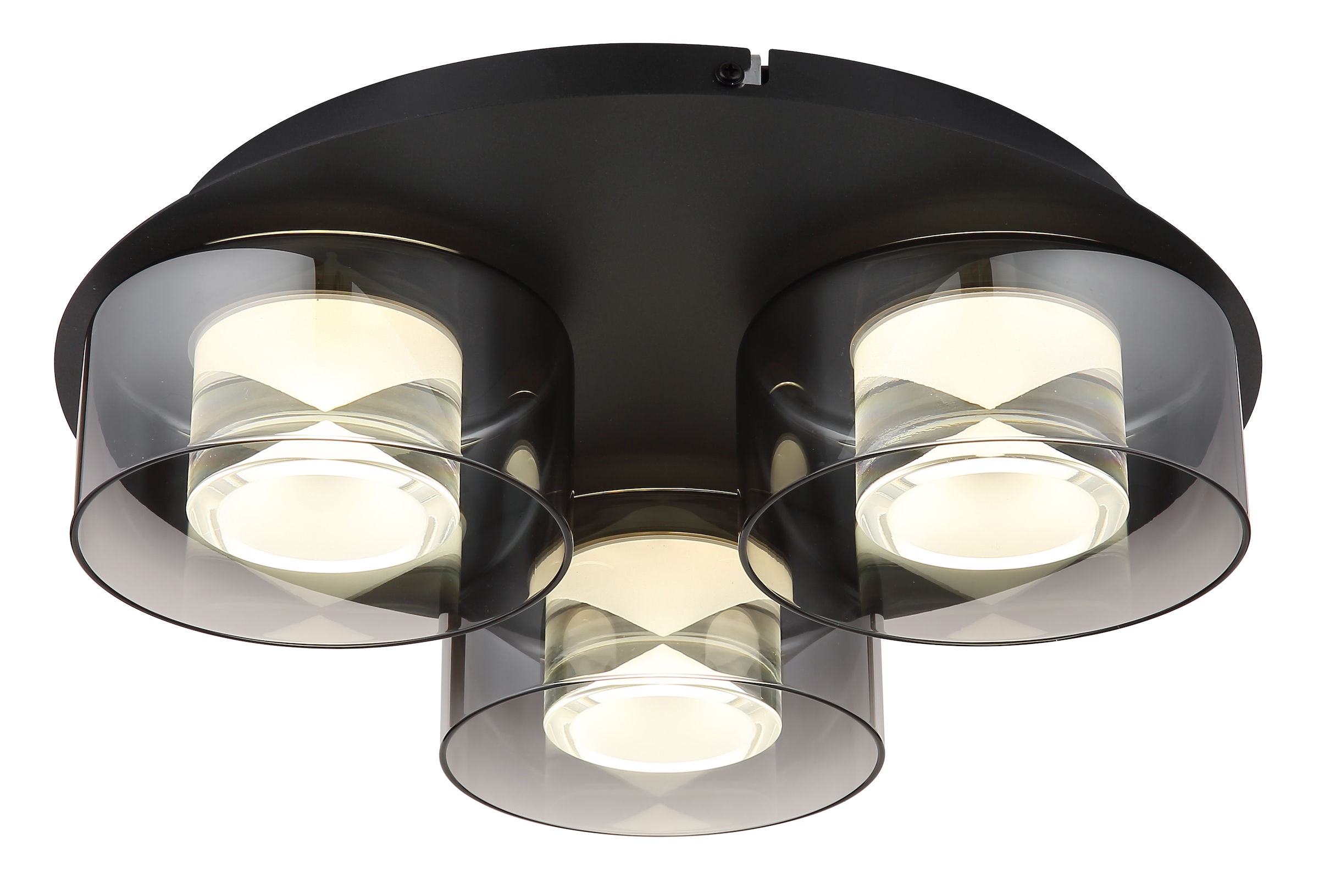 GLOBO LIGHTING LED Deckenleuchte »BELINDA«, Leuchtmittel LED-Modul | LED fest integriert, Deckenlampe/Glas rauchfarben/4000K/ ø: 380mm/Wohnzimmer