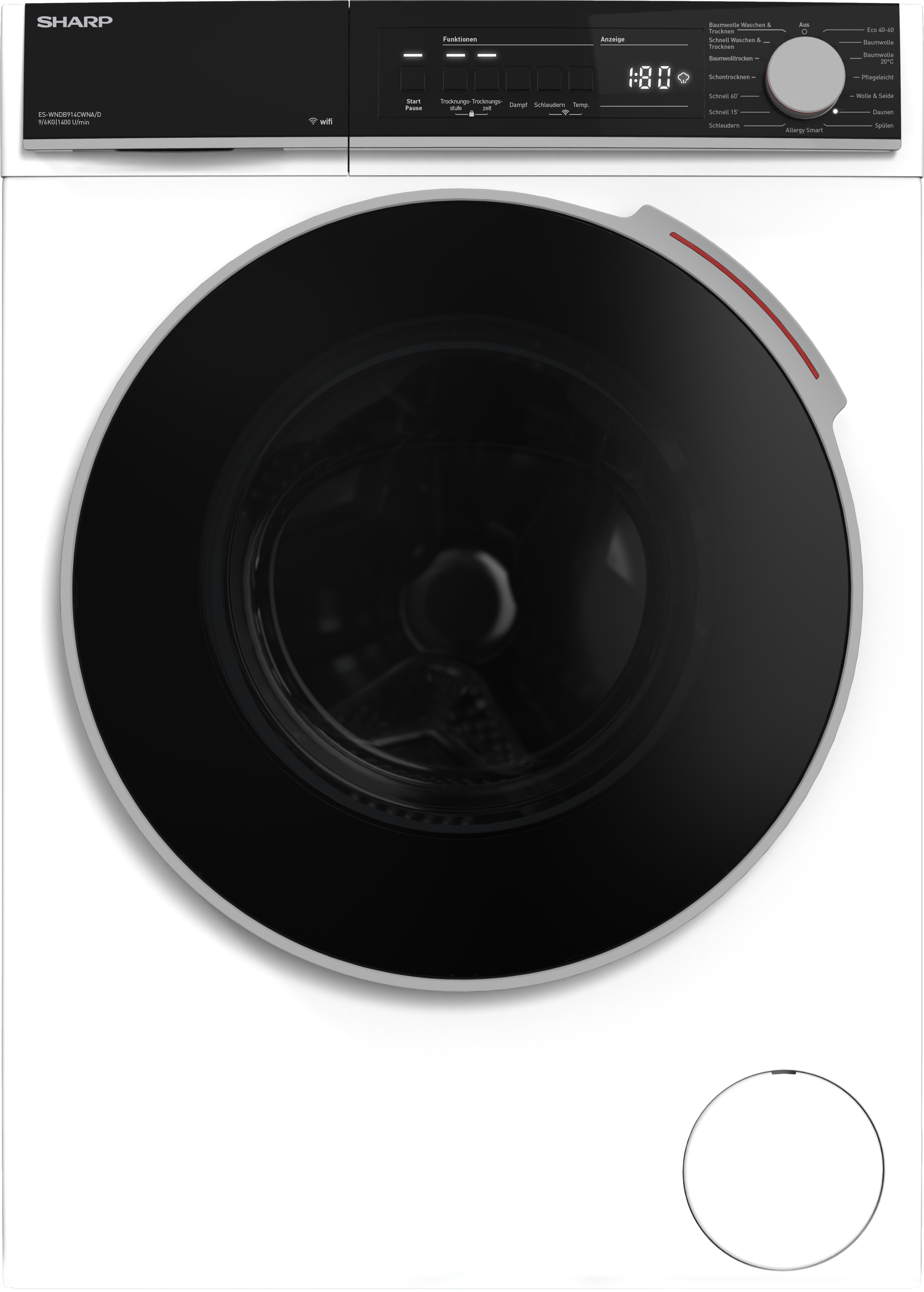 Sharp Waschtrockner »ES-WNDB914CWNA/D-DE« 9 kg /6 kg 74 dB(A) 9kg/6kg / +WIFI / EEK A/D / Dampf / Weiß