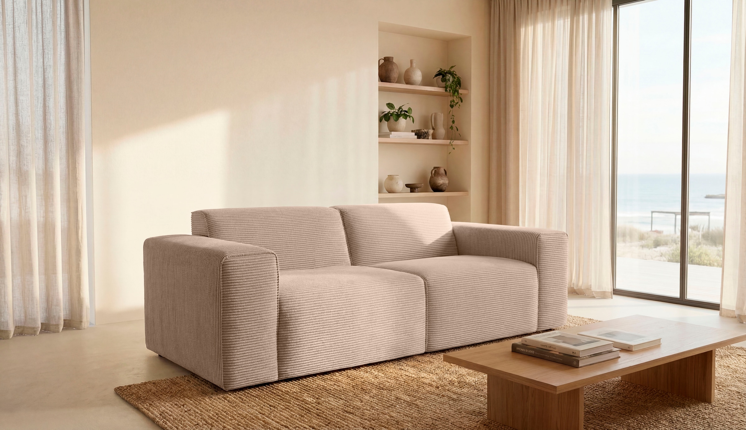 OTTO home 2-Sitzer »Clayton Kompaktsofa Breite 202 cm« in einem trendigen Cord-Bezug, verschiedene Kombinationen verfügbar