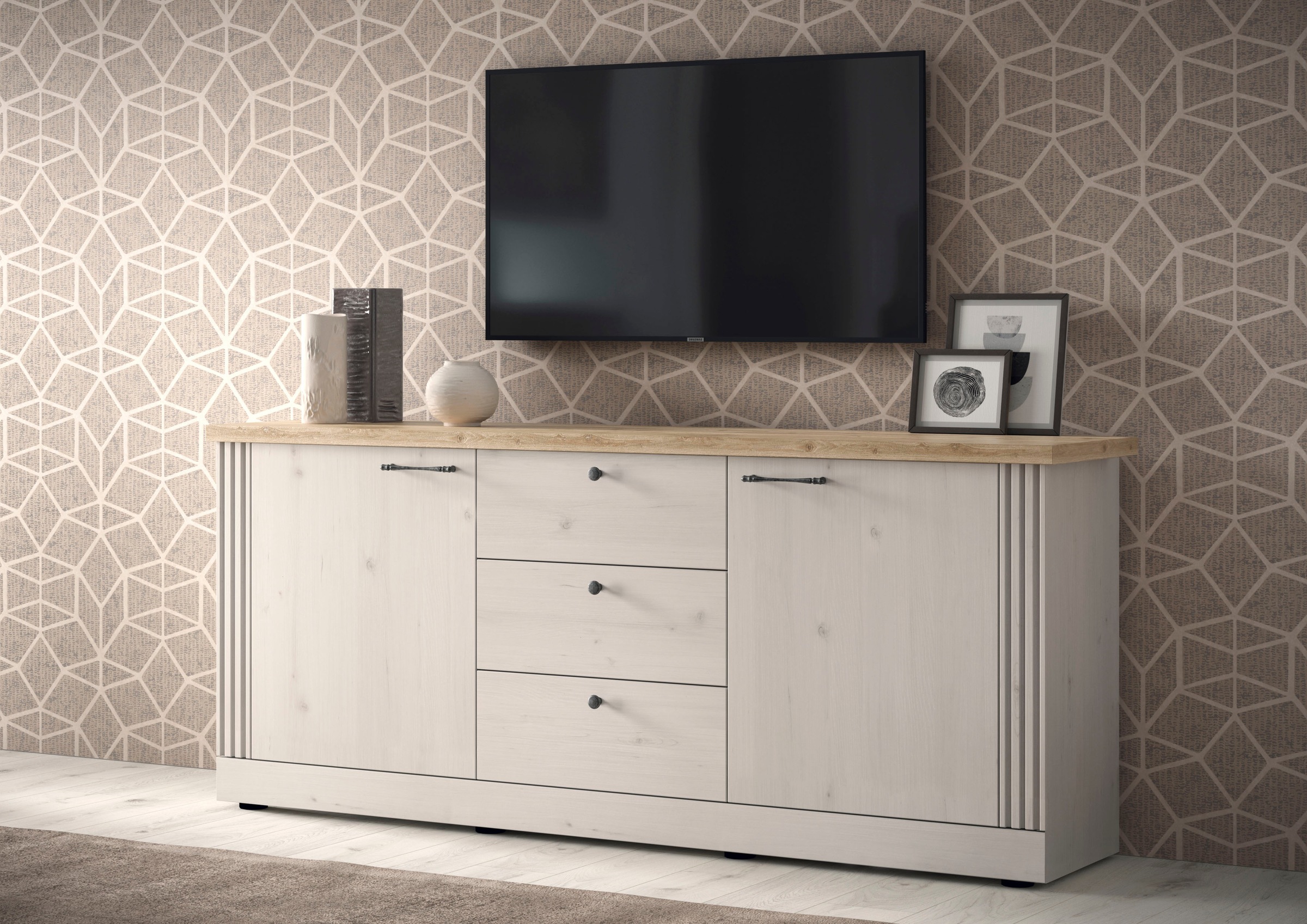 Home affaire Sideboard »Country Breite 211 cm, Kommode 2 Türen u. 3 Schubkä günstig online kaufen