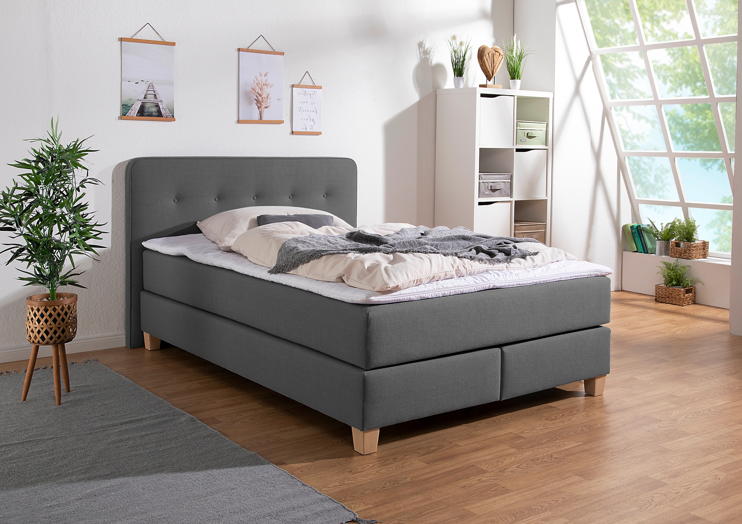 Home affaire Boxspringbett "Fargo", in Überlänge 220 cm, mit Topper, 3 Ausf günstig online kaufen