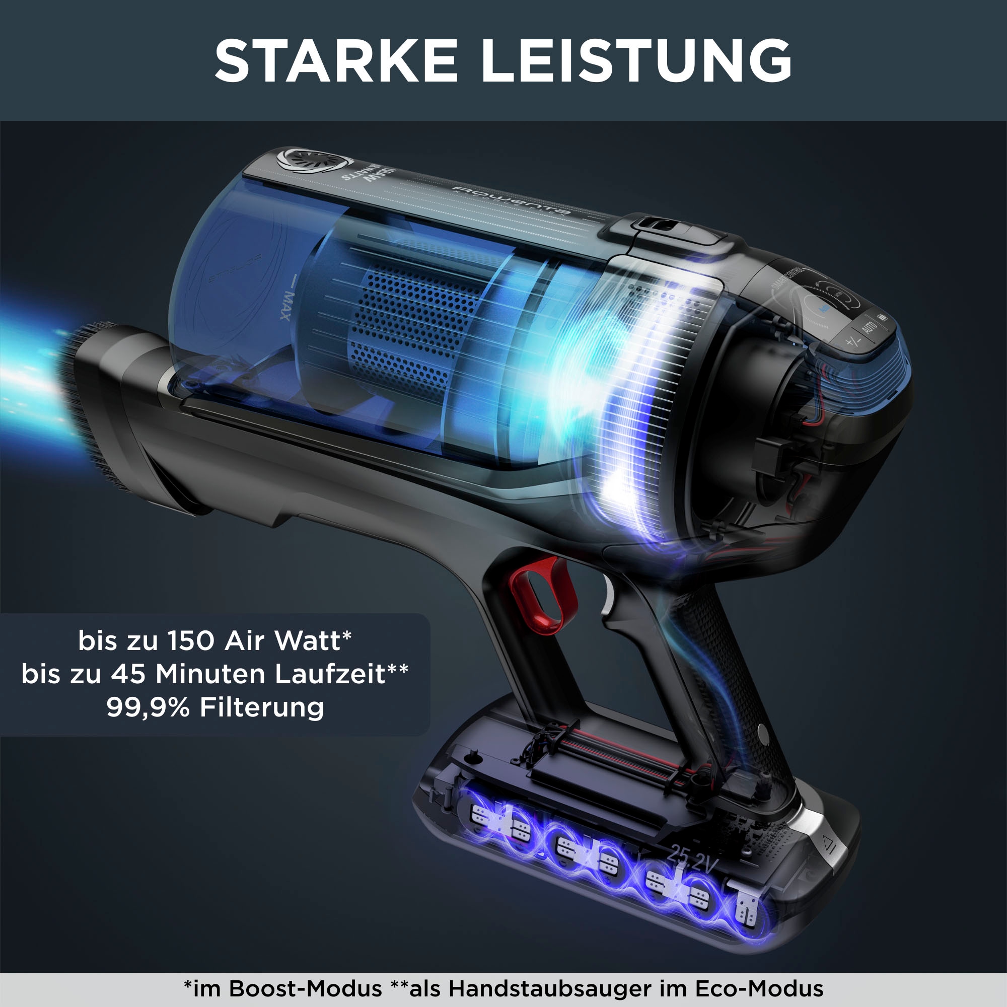 Rowenta Akku-Hand-und Stielstaubsauger »RH98C8 X-Force Flex 12.60 Aqua«, leistungsstark, Aqua Düse, hohes Fassungsvermögen, Flex-Gelenk