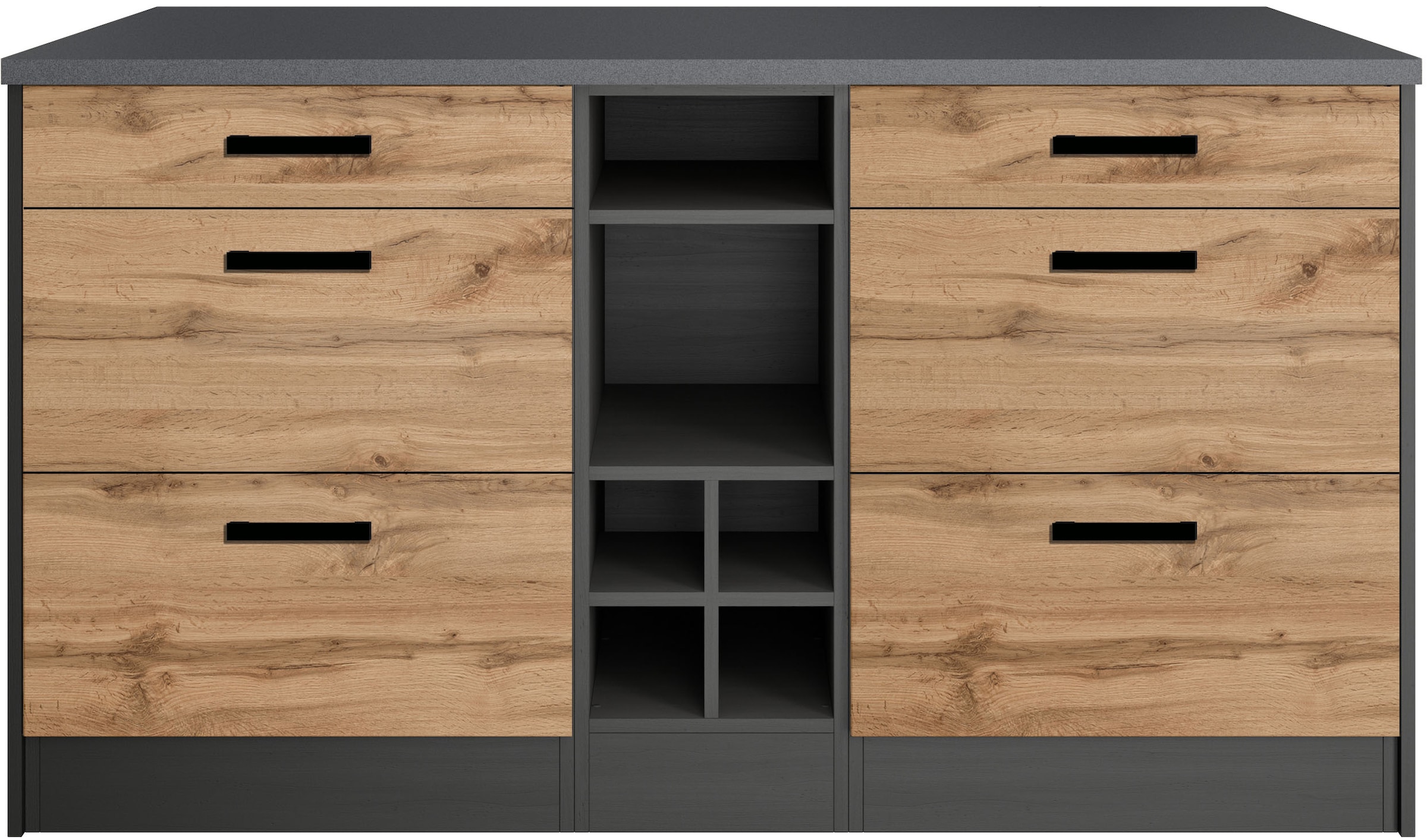 KOCHSTATION Kücheninsel »KS-Toronto«, Breite 153 cm, MDF-Fronten, Flaschenregal