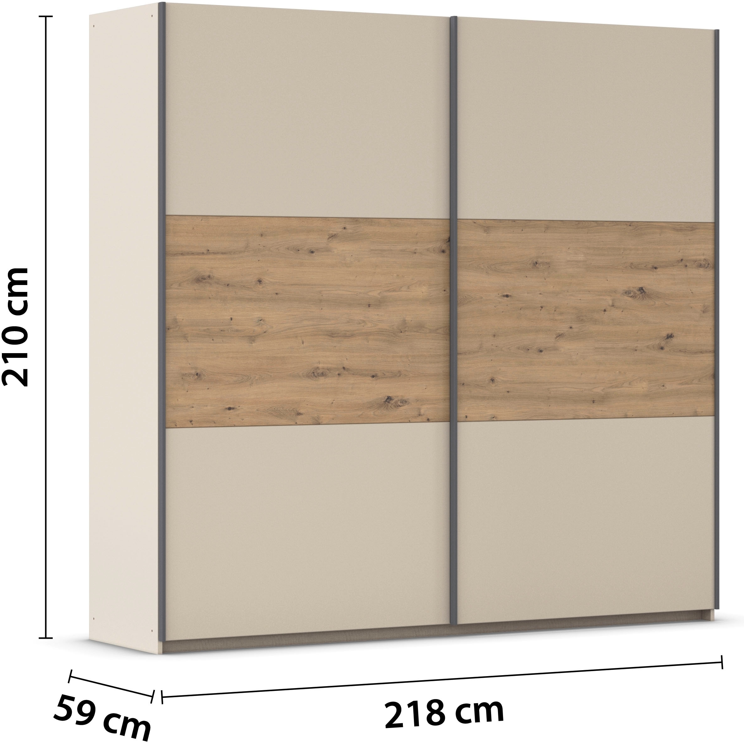rauch Schwebetürenschrank »Kleiderschrank Schrank Garderobe Schlafzimmerschrank SAJO«, in 2 Breiten (218, 261 cm) optional mit Spiegel MADE IN GERMANY