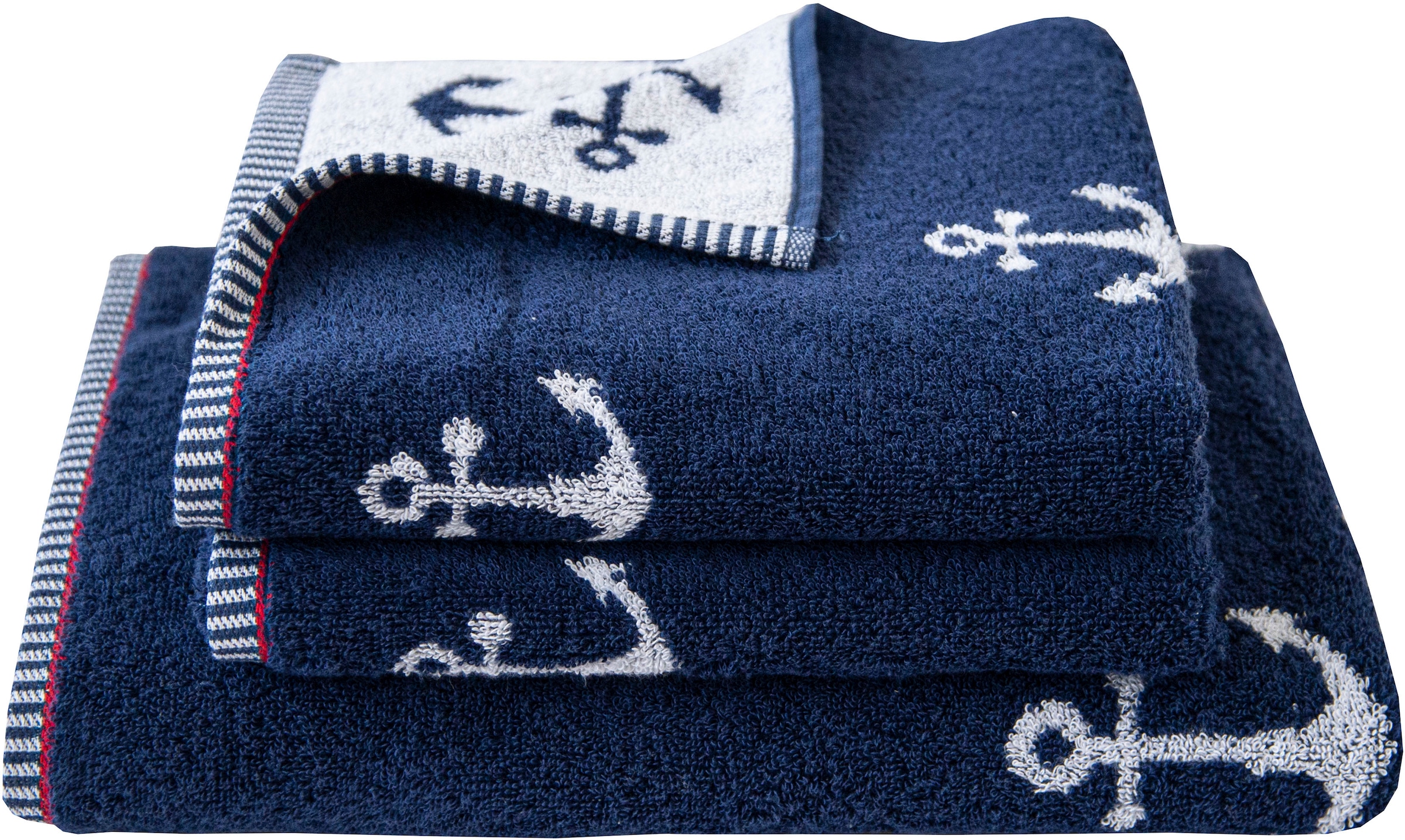 Dyckhoff Handtuch Set »Maritim, Nautic«, Set, 3 tlg., Frottier, 2 Handtüche günstig online kaufen