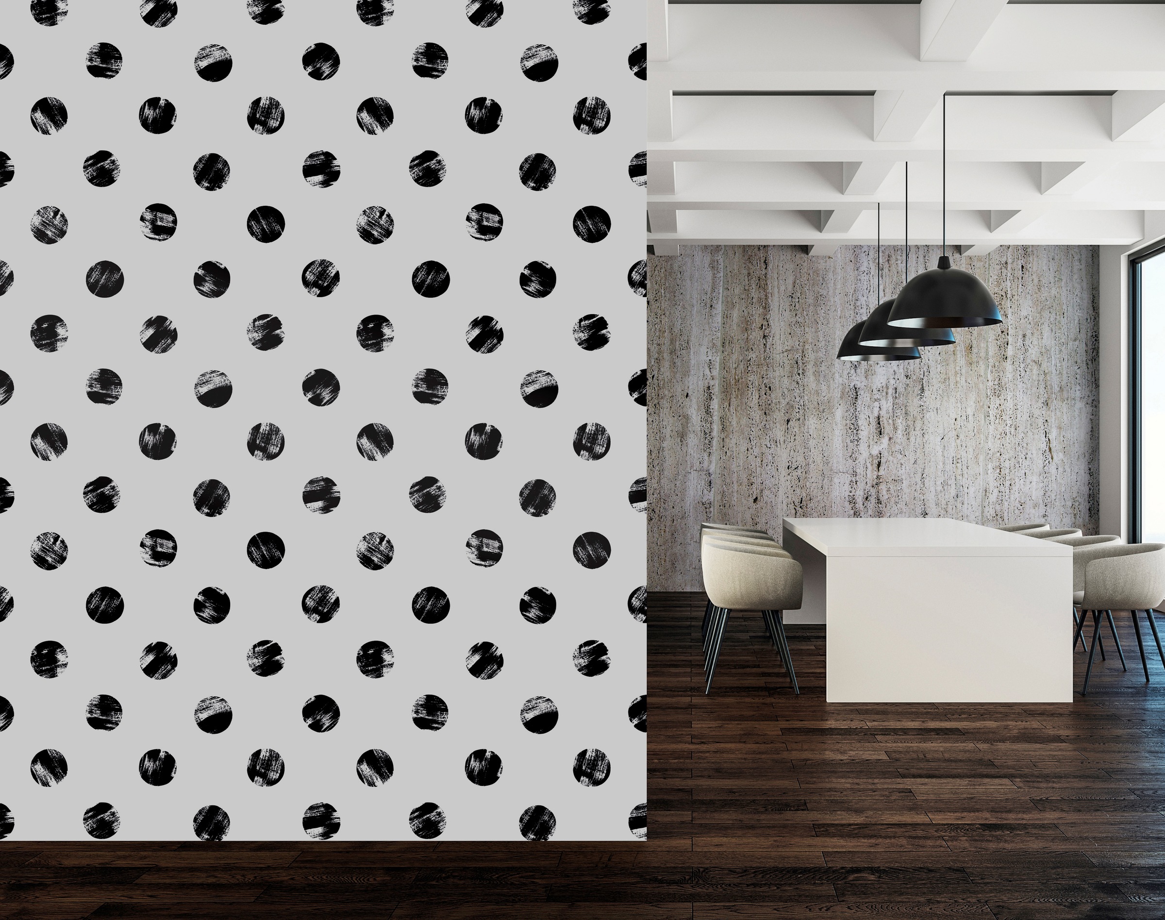 queence Vinyltapete »Indigo«, bedruckt-Motiv-gemustert-3D-Optik-gepunktet, 90x250cm, selbstklebend, kinderleichte Anbringung, Sticker