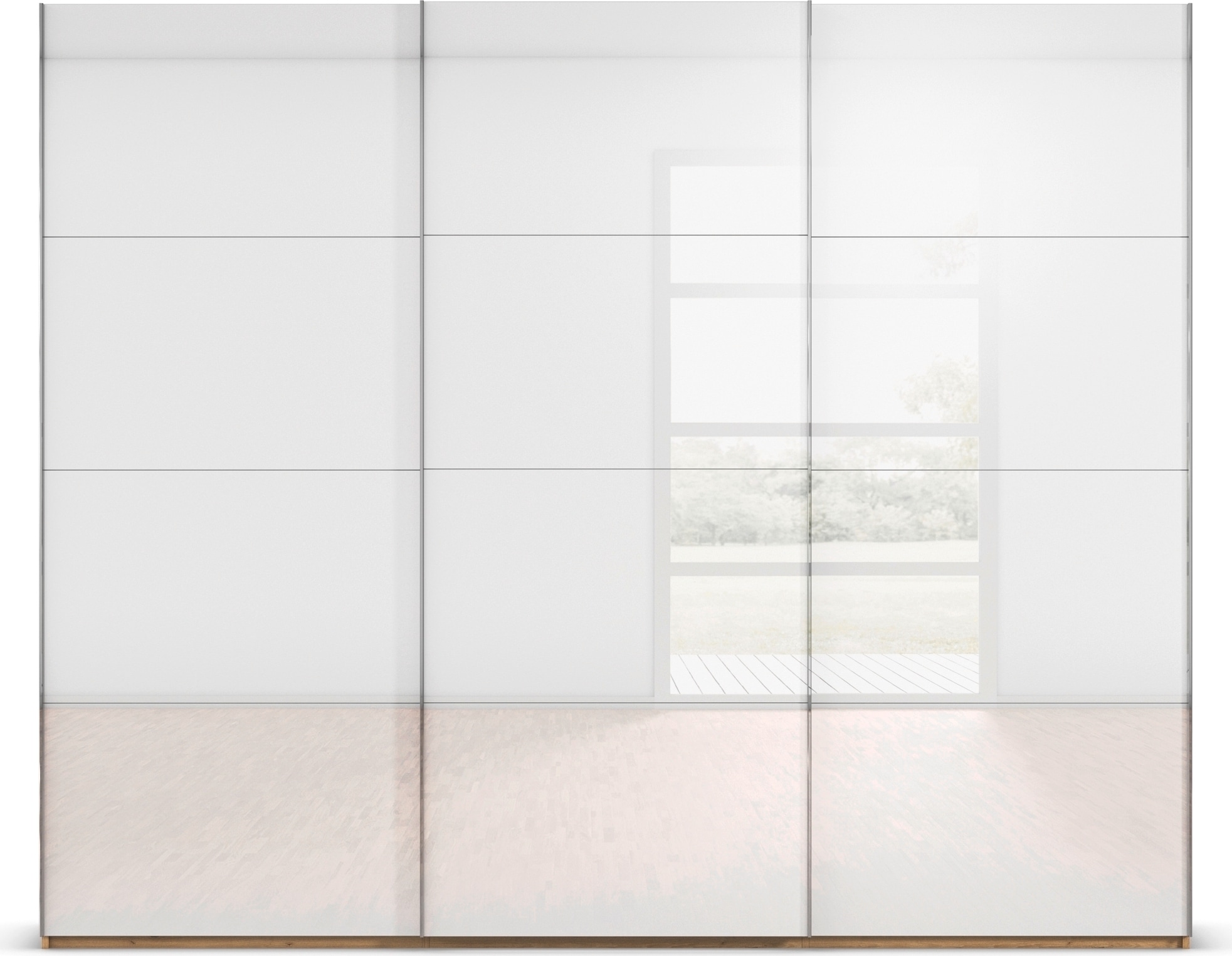 rauch Schwebetürenschrank »Kleiderschrank Schrank Garderobe Schlafzimmerschrank SCALE-FYRA«, edle viergeteilte Türen mit Glas-Front viele Farben MADE IN GERMANY